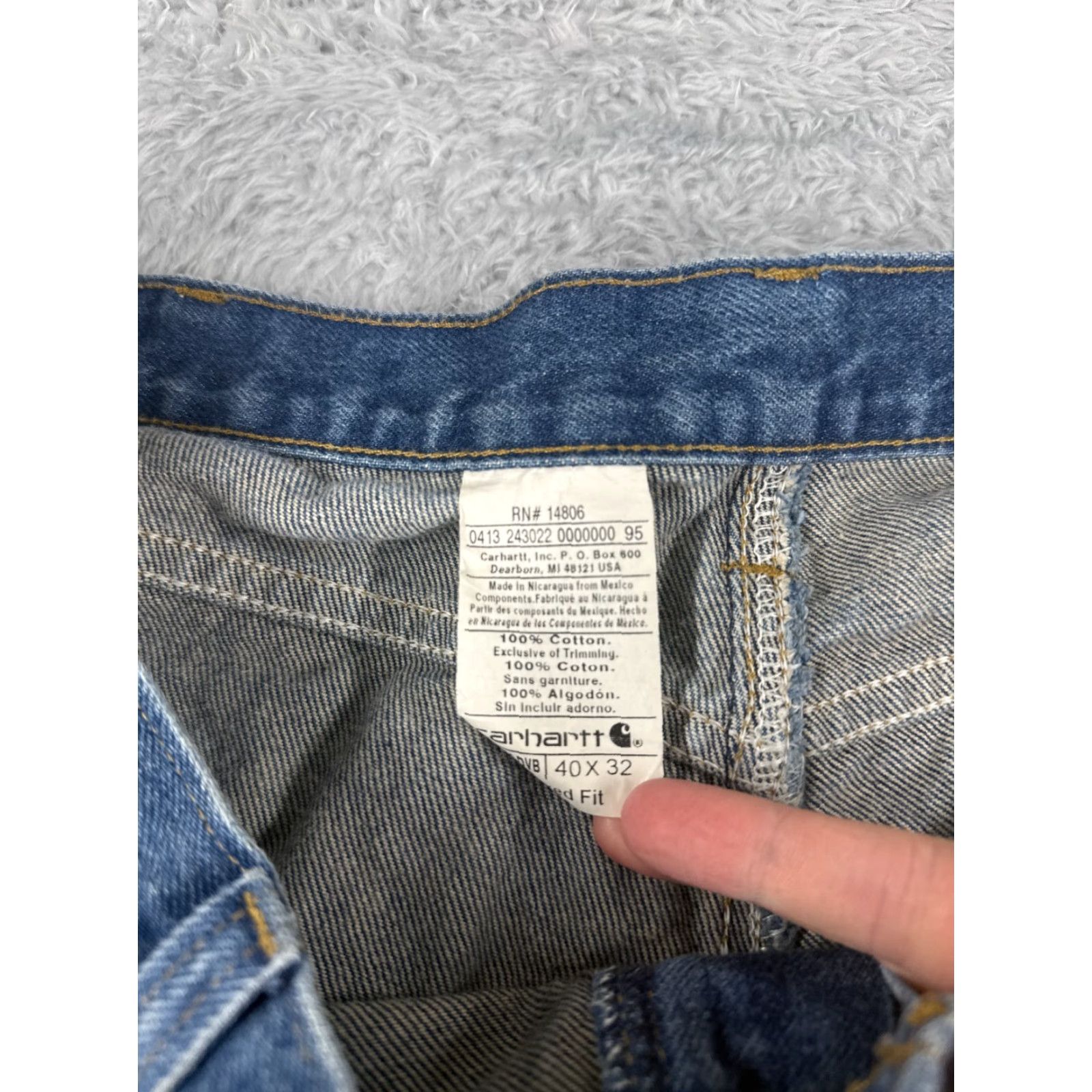 Carhartt Carhartt Jeans Adult 44 Blue Denim 100% Cotton Relaxed Fit Straight 42x32 Regular Mens Size US 44 / EU 60 - 6 Thumbnail