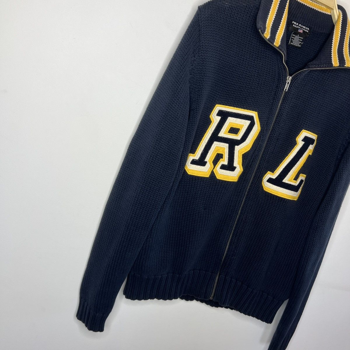 Polo Ralph Lauren × Ralph Lauren × Vintage Vintage Ralph Lauren Chunky Heavy Knit Jacket Zip Jumper Y2K Size US L / EU 52-54 / 3 - 3 Thumbnail