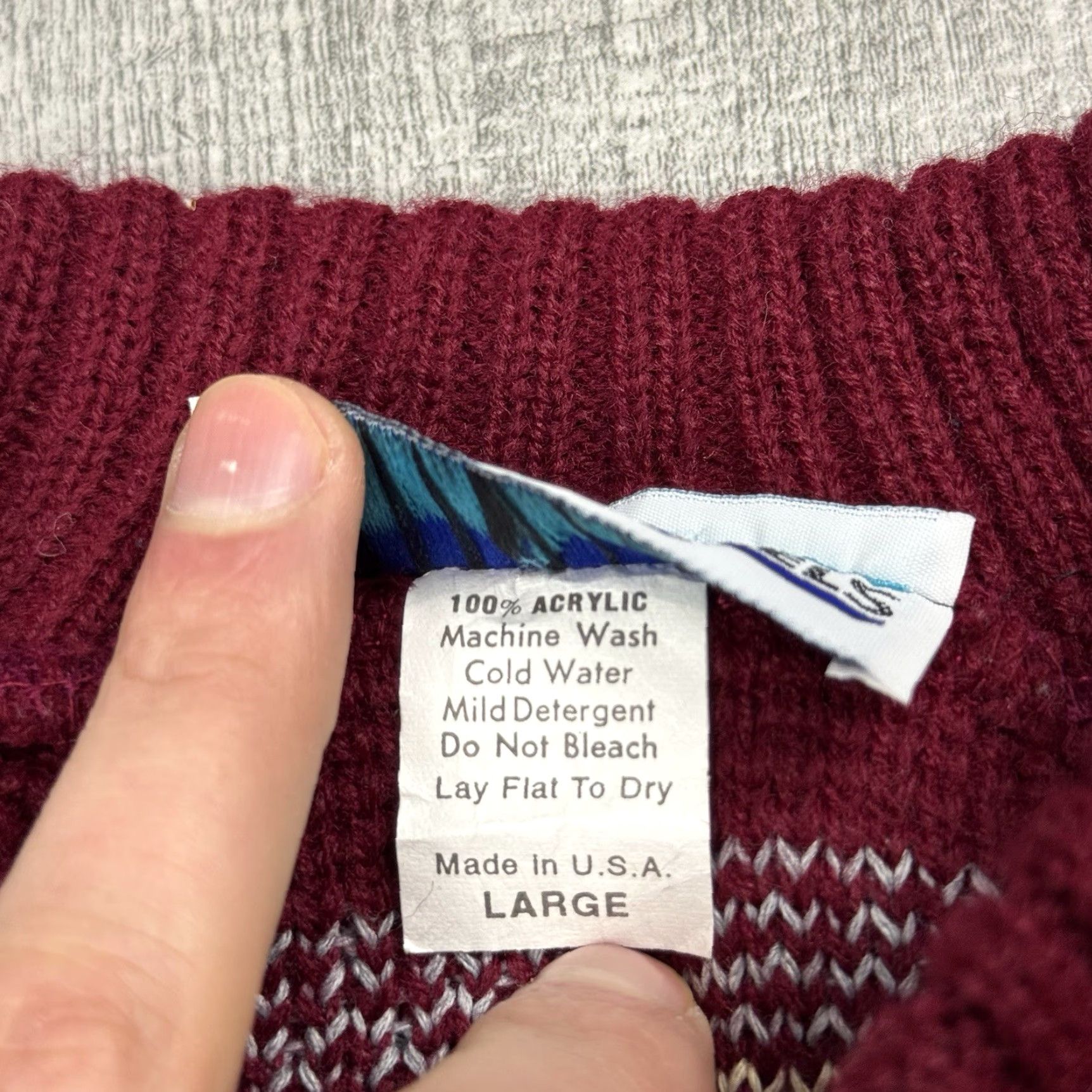 Vintage VINTAGE Jason Daniels Fair Isle Crew Sweater Knit Maroon Mens Large Size US L / EU 52-54 / 3 - 4 Thumbnail