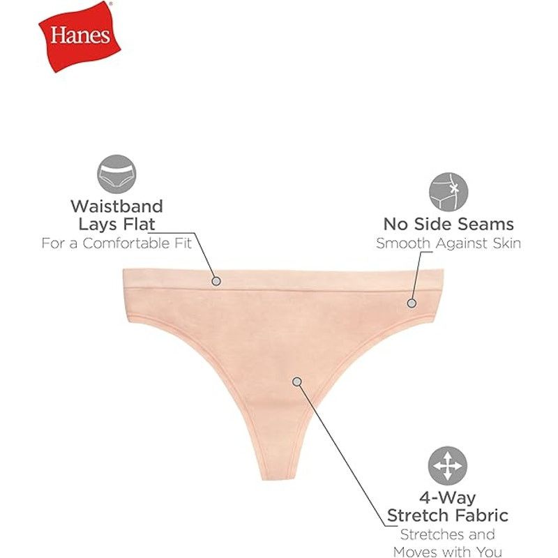 Hanes New 6-Pack Hanes Womens Size XL Thong Panty Underwear Size ONE SIZE - 6 Thumbnail