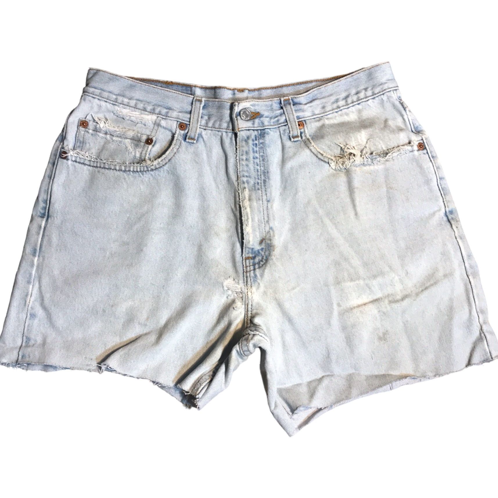 Levi's VINTAGE Levi's 550 Shorts Womens 32 Denim Cut-Off 90s Distressed Blue Jeans USA 5-Pocket Womens Mens Size 24" / US 00 / IT 34 - 2 Thumbnail