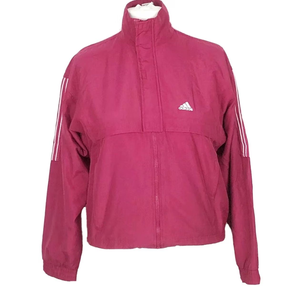Adidas VINTAGE adidas Cropped Jacket Women’s Pink Zip Up 32/34, Short, Regular, Logo, Polyester, Casual, Clean, Used, Vietnam, Women Size XXS / US 00 / IT 34 - 2 Thumbnail