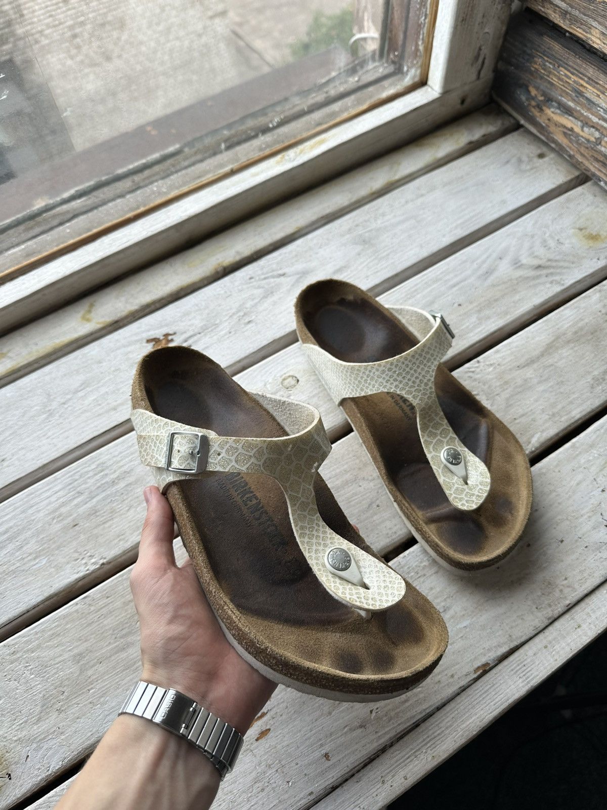 Birkenstock 🚨Vintage Birkenstock 40 beige Luxe Sandals rare slides Size US 10 / IT 40 - 1 Thumbnail