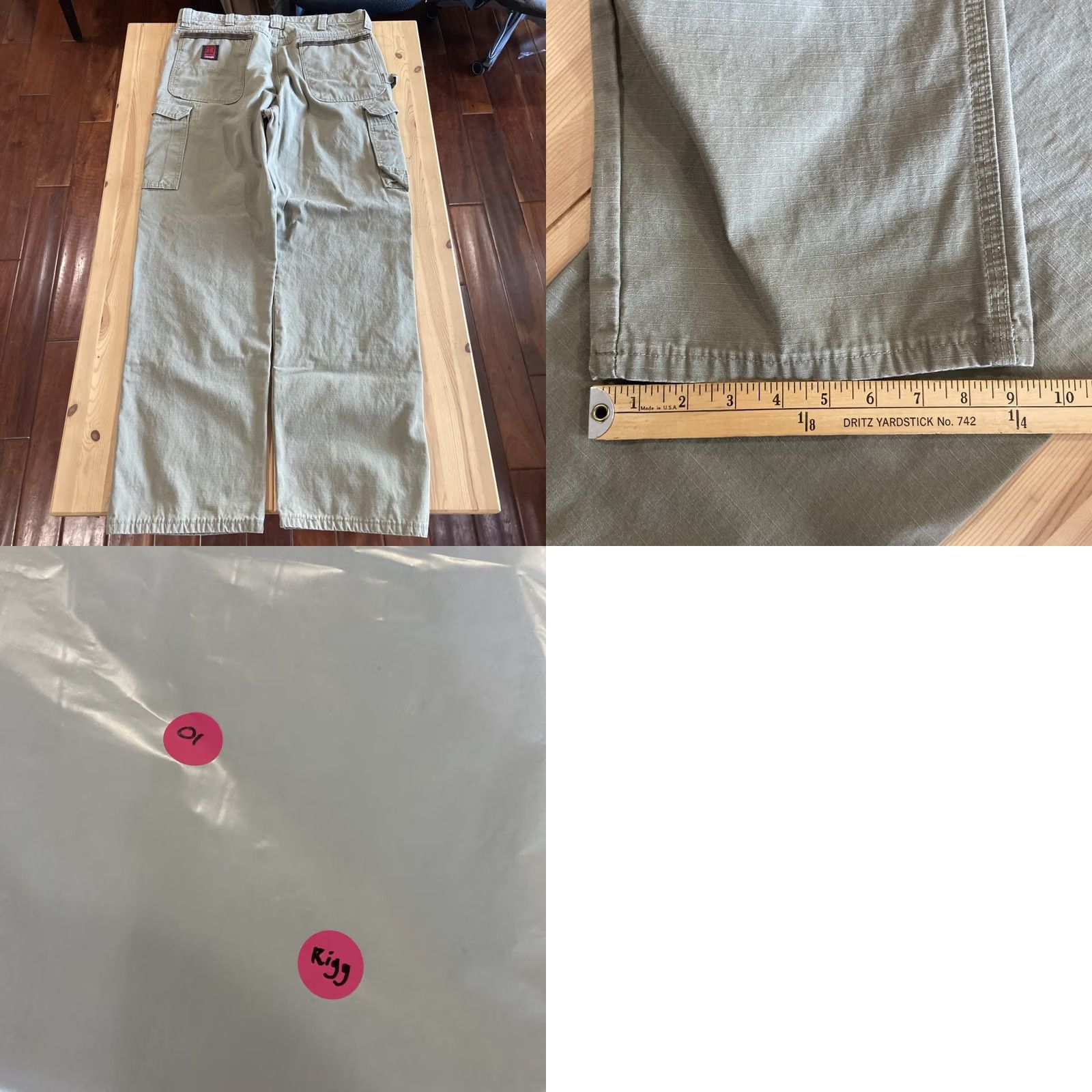 Wrangler Wrangler RIGGS Workwear Cargo Pants Mens 36x34 Olive Cotton Multi-Pocket Regular Waist 36 Inseam 34 Workwear Cargo Pants Mens Regular Olive Green Size US 36 / EU 52 - 8 Thumbnail