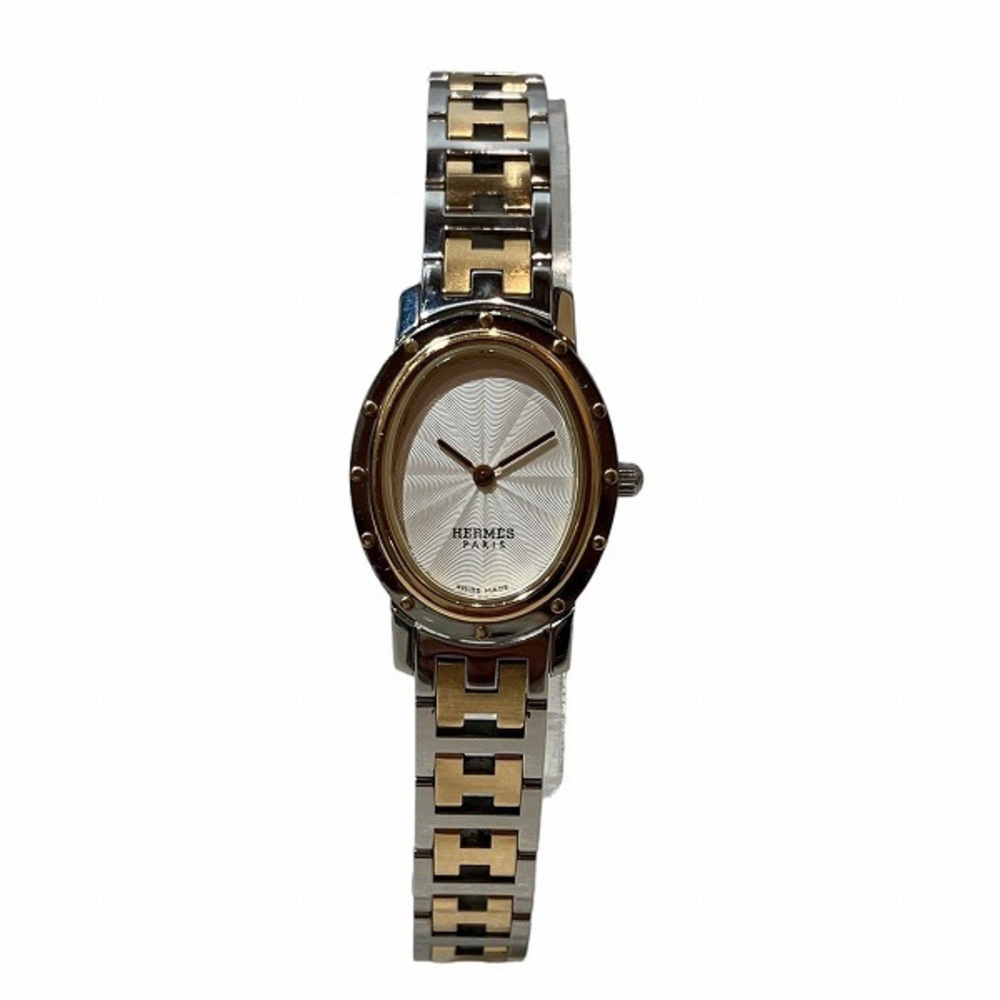 image of Hermes Clipper Oval Co1.220 Quartz Watch Ladies in White, Women's