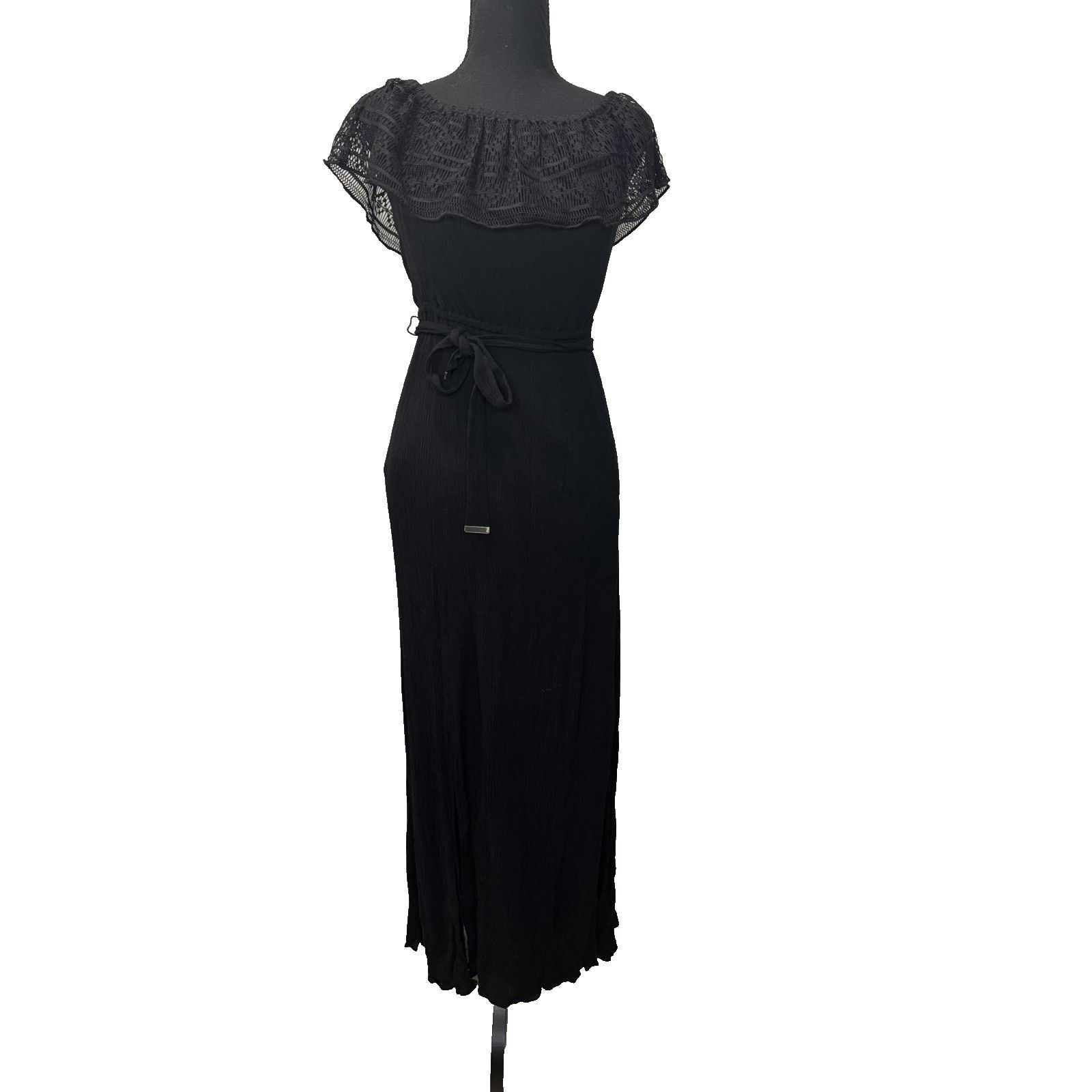 Apt. 9 Whimsigoth Black Dress Boho Long Slit Lace Gothic Cottage XS Size XS / US 0-2 / IT 36-38 - 1 Thumbnail