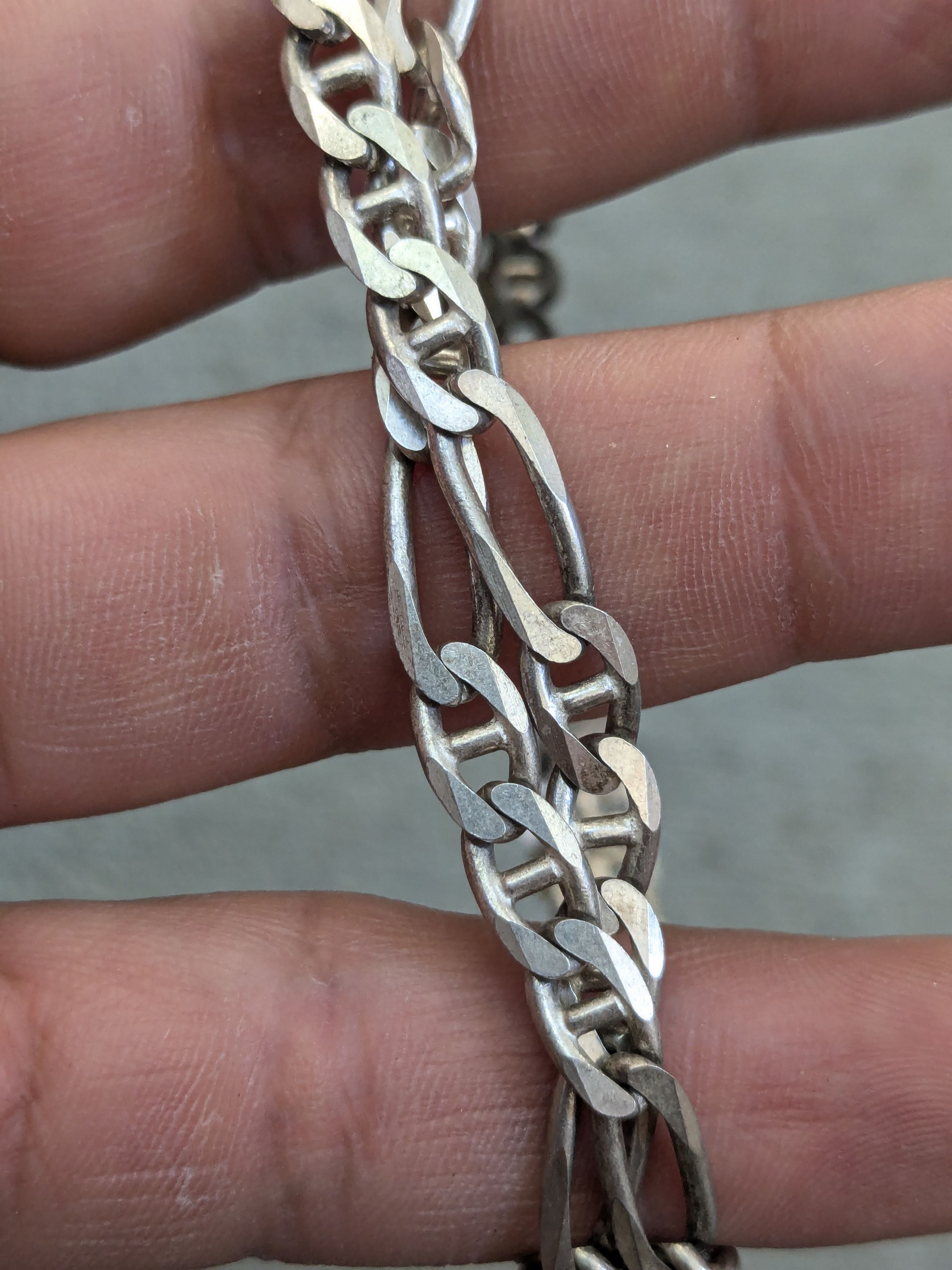 Vintage Vintage Sterling Silver Necklace Figaro 20" Punk Biker Italy Size ONE SIZE - 9 Thumbnail