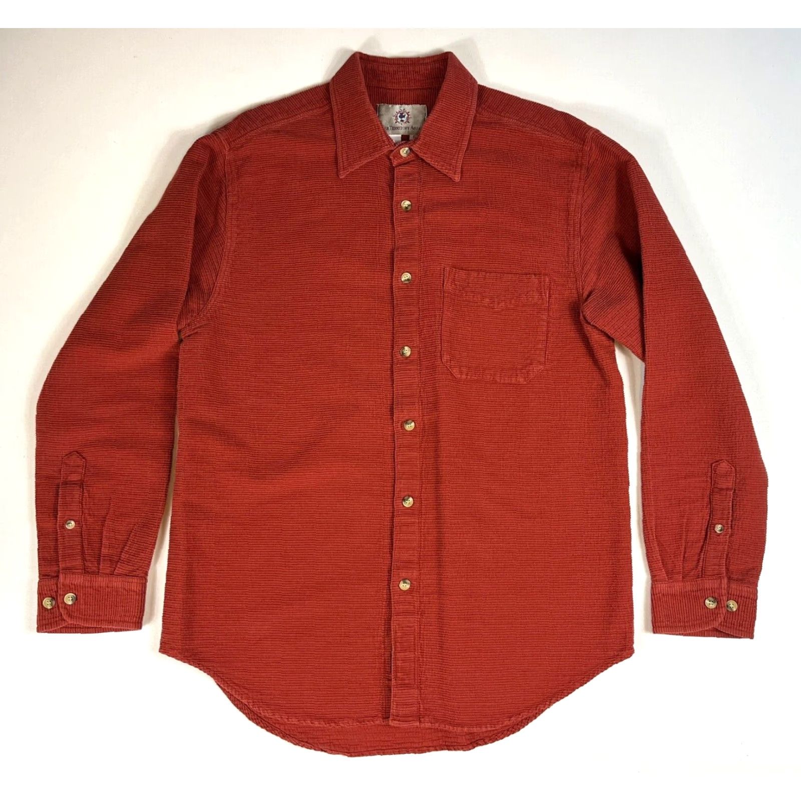 The Territory Ahead VINTAGE The Territory Ahead Button-Up Ribbed Cotton Shirt Brick Red L Mens Size US L / EU 52-54 / 3 - 3 Thumbnail