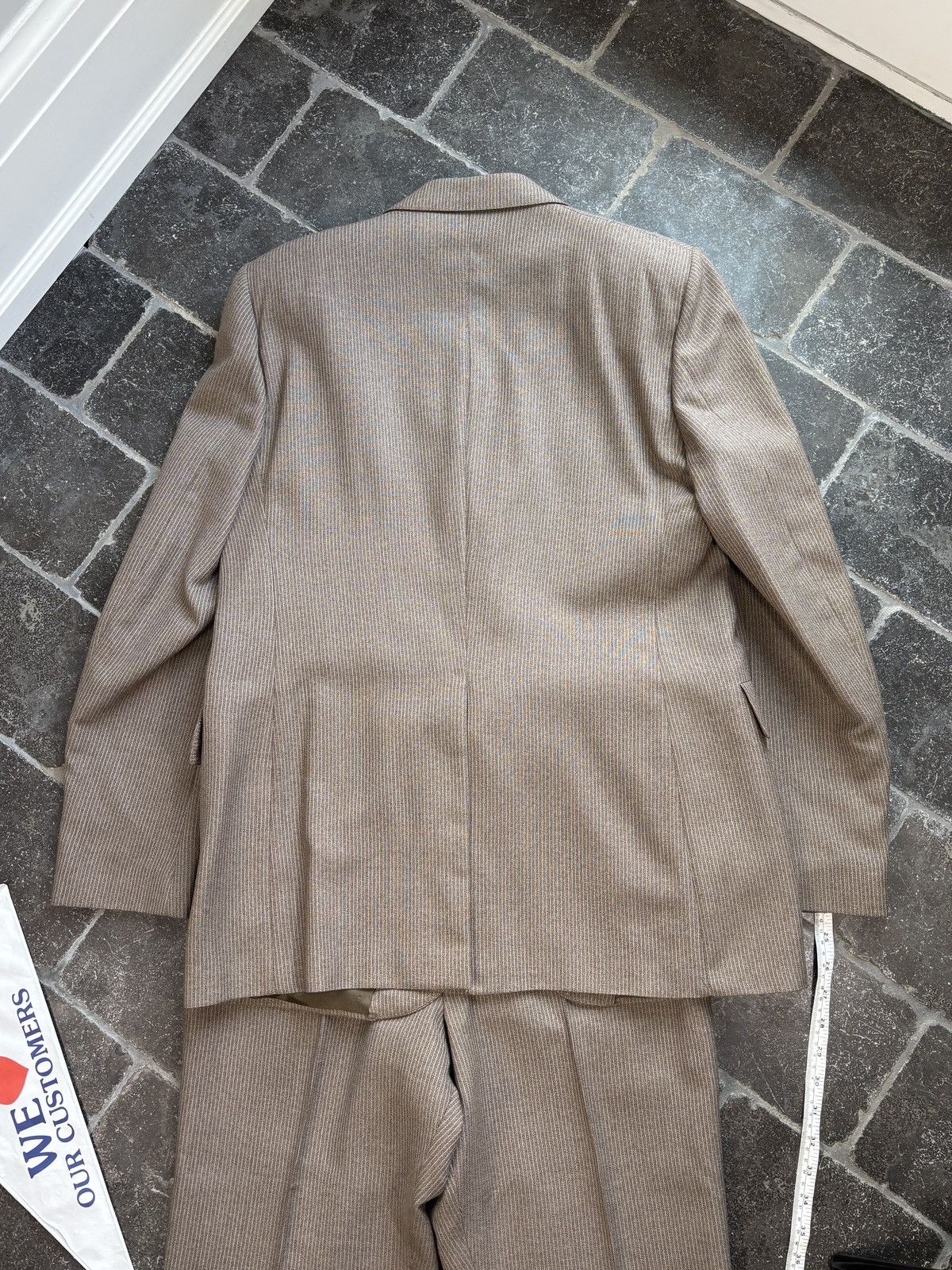 Vintage Vintage Wool Suit Brown Stripe Two Piece 2pc Matching Set Size 40L - 5 Thumbnail