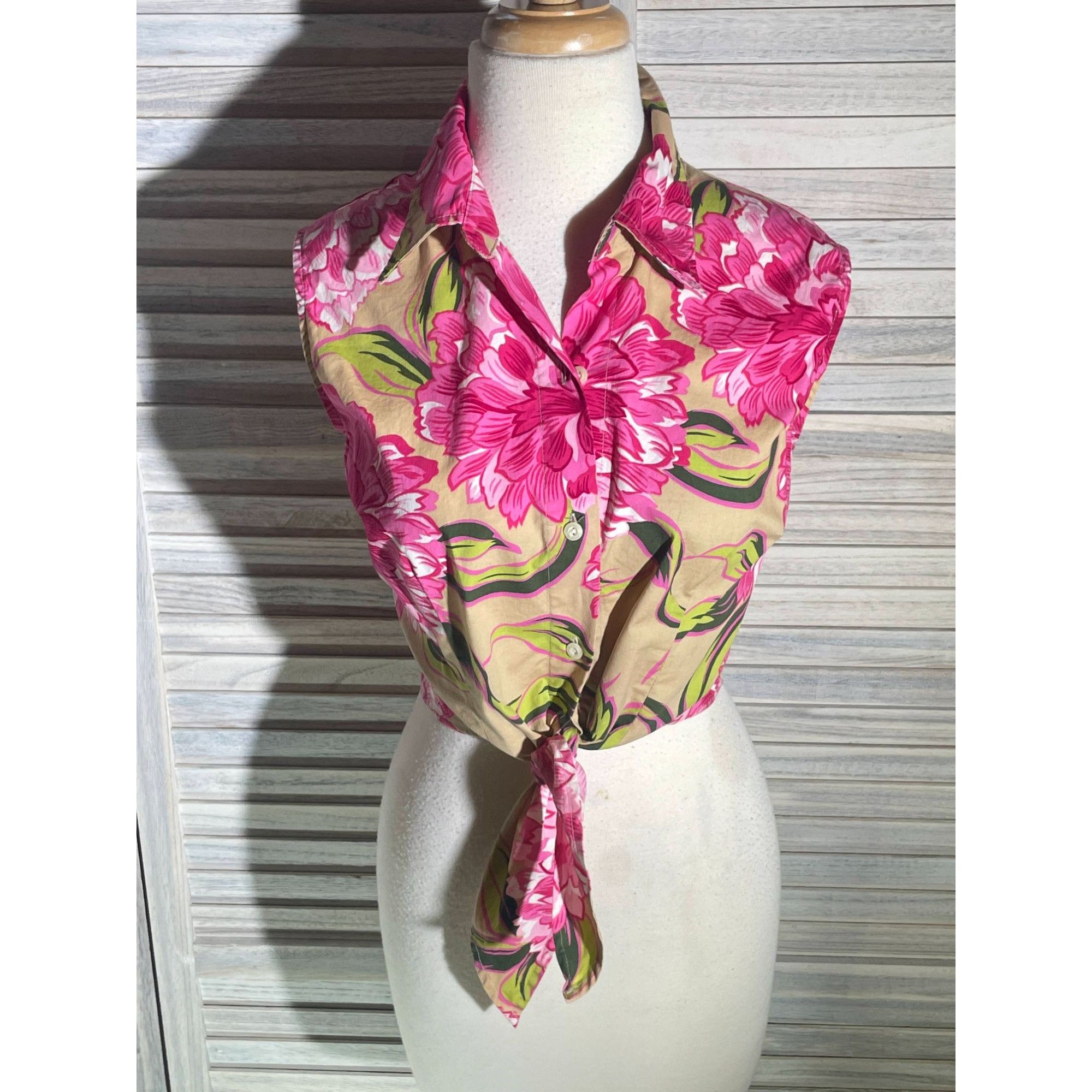 Other NY&Co Lg Tropical Tie Front Top Size L / US 10 / IT 46 - 7 Thumbnail