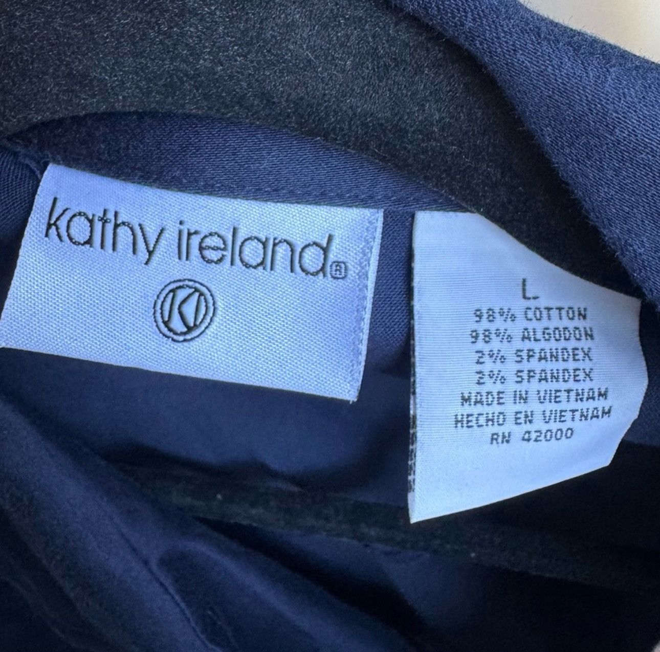 Other Kathy Ireland Deep Blue Cotton Blend Women’s Jacket Large Size L / US 10 / IT 46 - 3 Thumbnail