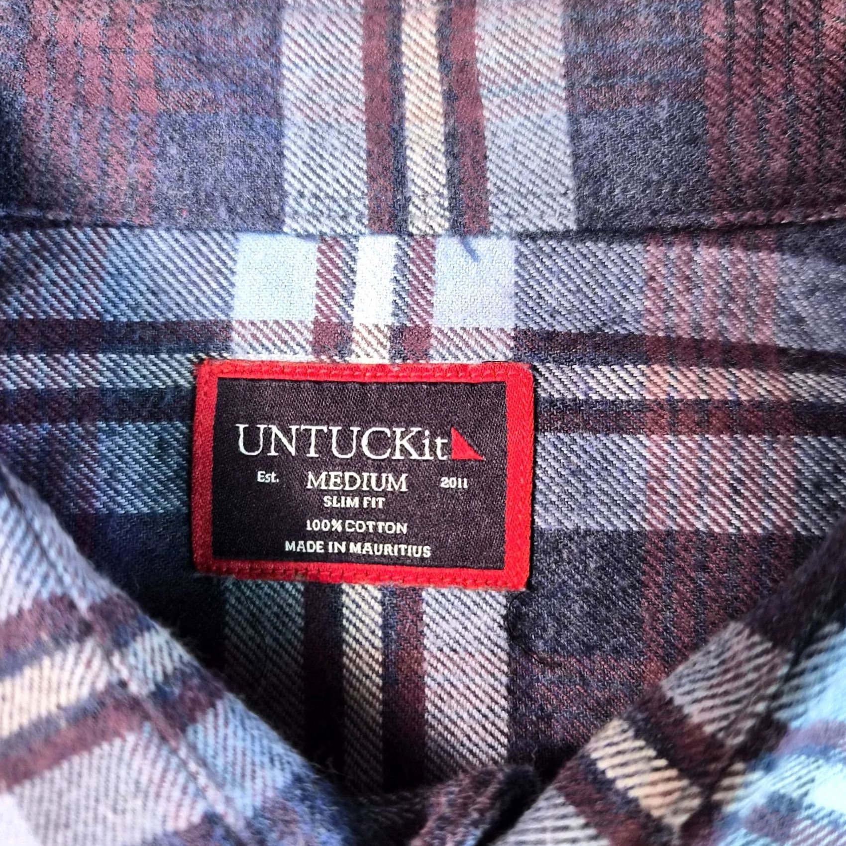 UNTUCKit UNTUCKit Shirt Mens Medium Slim Fit Flannel Button-Up Purple Plaid Long Sleeve G006 Size US M / EU 48-50 / 2 - 4 Thumbnail