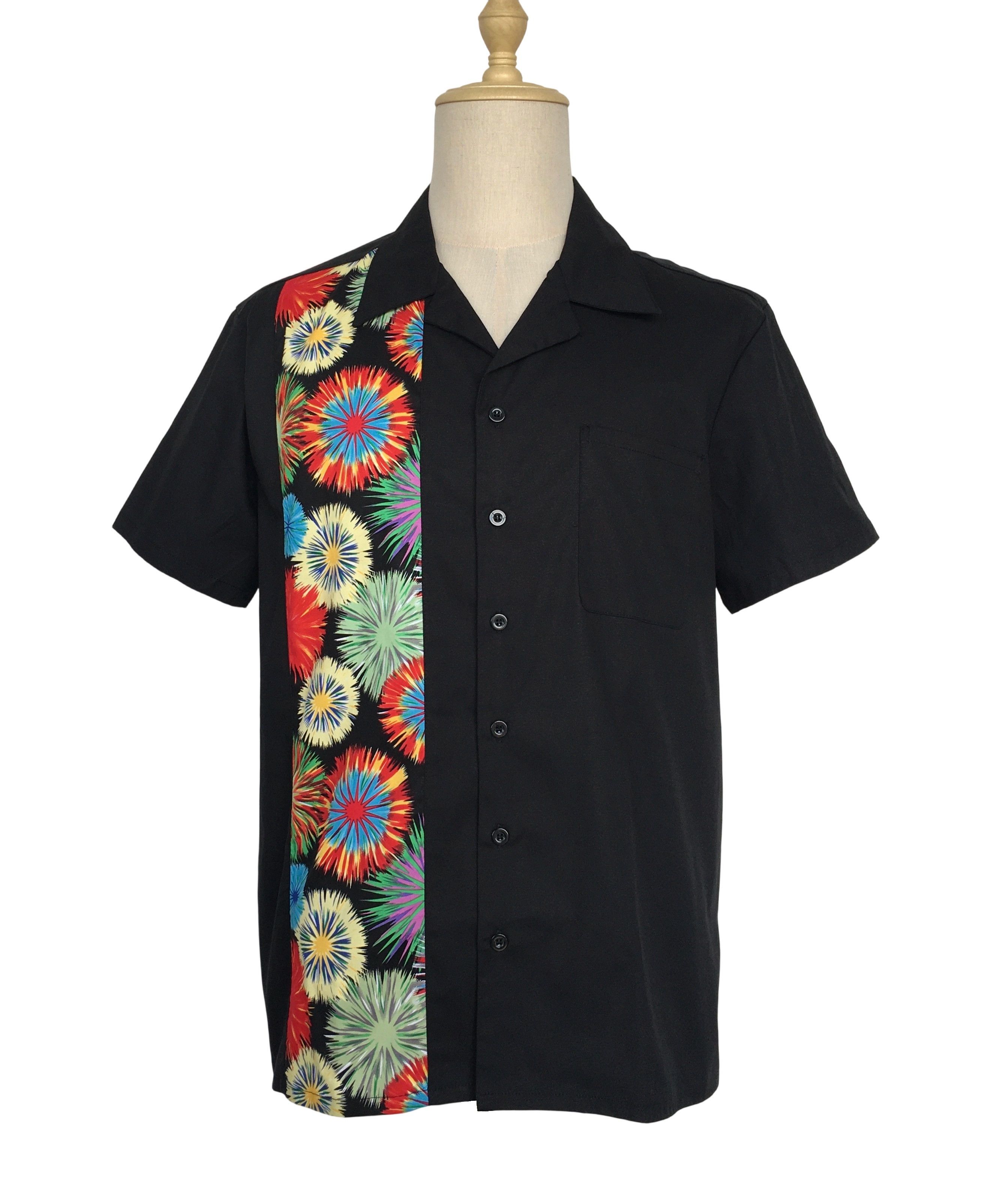 Other Retro Style Firework Panel Black Casual Hawaiian Shirts Size US XXL / EU 58 / 5 - 1 Thumbnail