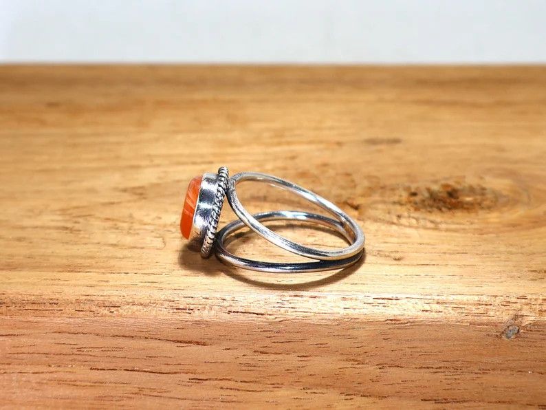 Handmade Sterling Silver Carnelian Ring: Handmade Gemstone Jewelry Size ONE SIZE - 6 Thumbnail