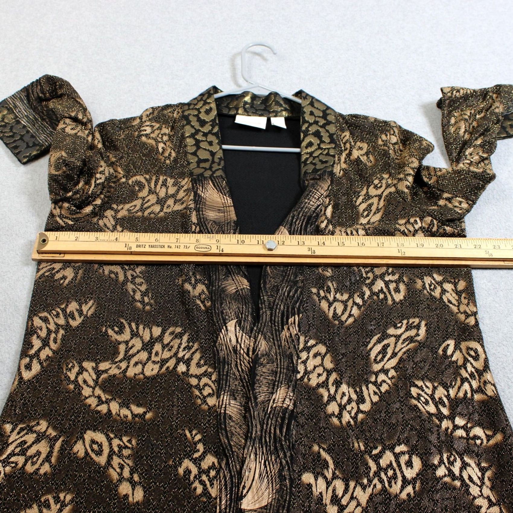 Vintage Chico's Kimono Jacket Women 2 Brown Metallic Leopard Open Lightweight 3/4 Sleeve Size XS / US 0-2 / IT 36-38 - 6 Thumbnail