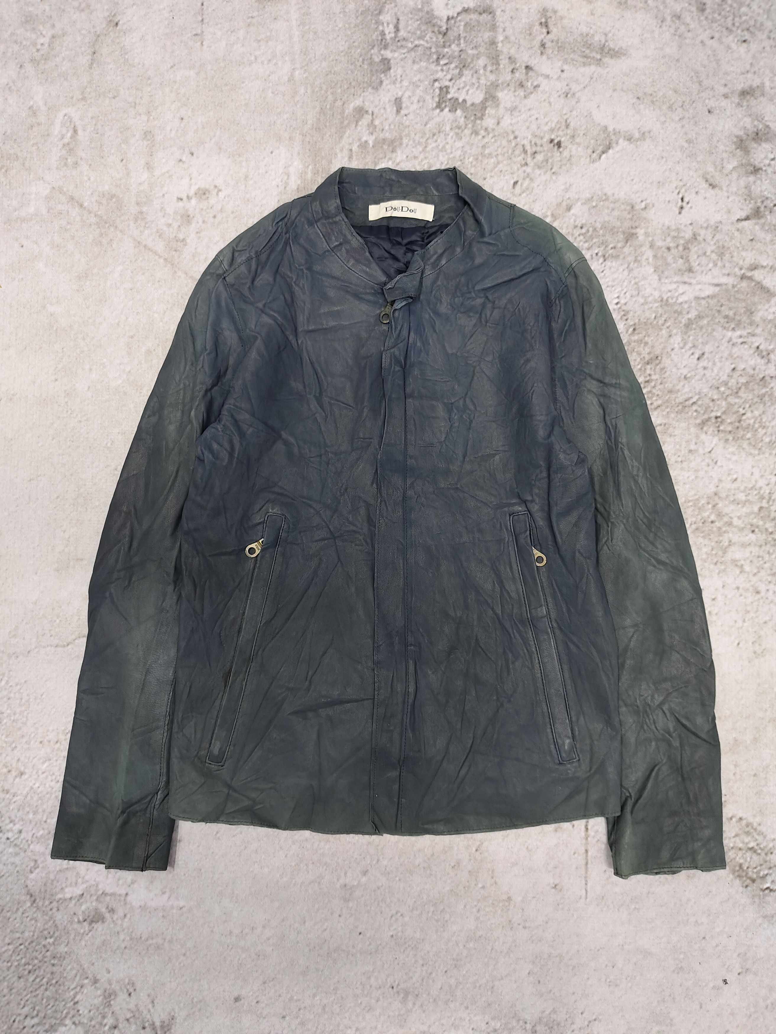 Japanese Brand 00s DouDou🇯🇵 Y2K Minimalist Goatskin Leather Moto Jacket Size M / US 6-8 / IT 42-44 - 5 Thumbnail