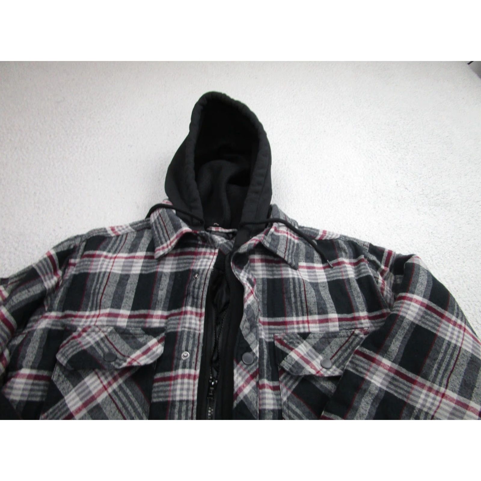 Vintage Jesse Pinkman Flannel Shirt Jacket Mens M Black Gray Hooded Quilted Lined Size US M / EU 48-50 / 2 - 2 Thumbnail