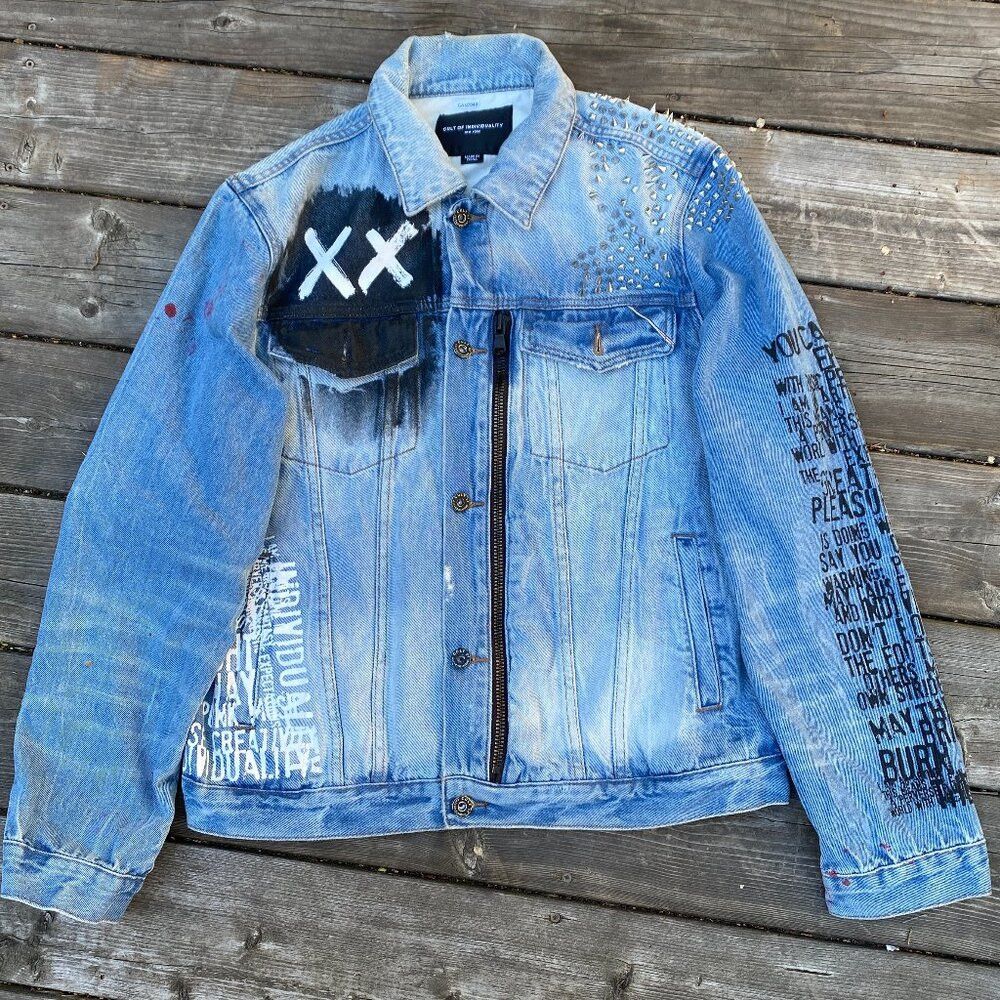 Cult Of Individuality × Vintage RARE Cult of Individuality Studded Denim Jacket 'Naughty Ty Size US L / EU 52-54 / 3 - 2 Thumbnail