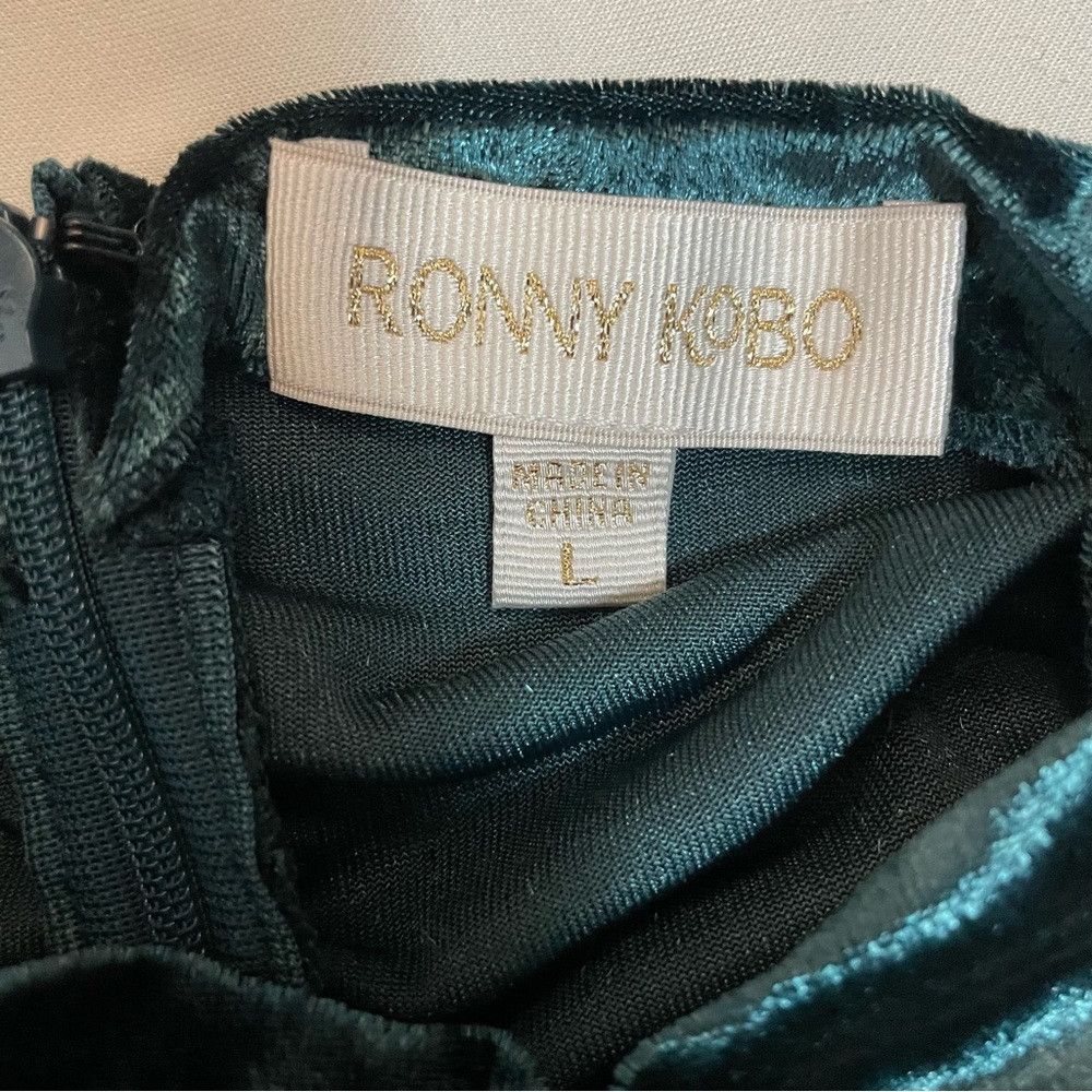 Ronny Kobo Ronny Kobo Karoline Ruched Velvet Teal Turtleneck Top Size Size L / US 10 / IT 46 - 7 Thumbnail