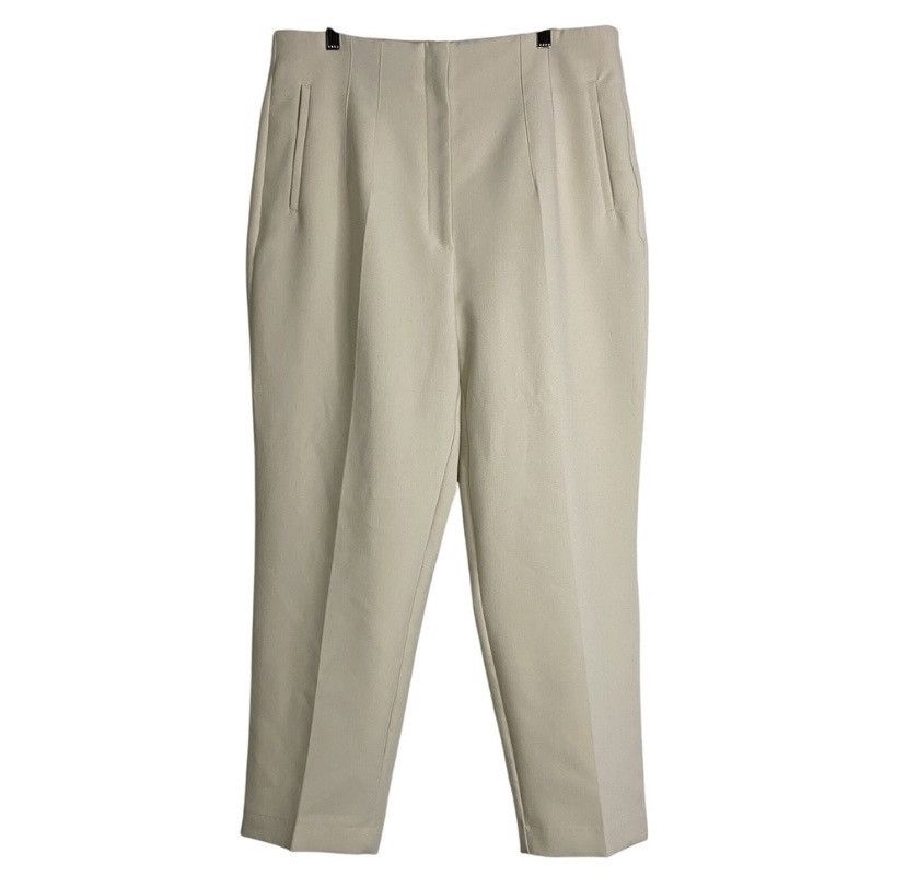 high waisted dress pants zara Zara Women's High Rise Button Accent Center Seam Stretch Dress Pants main image 1