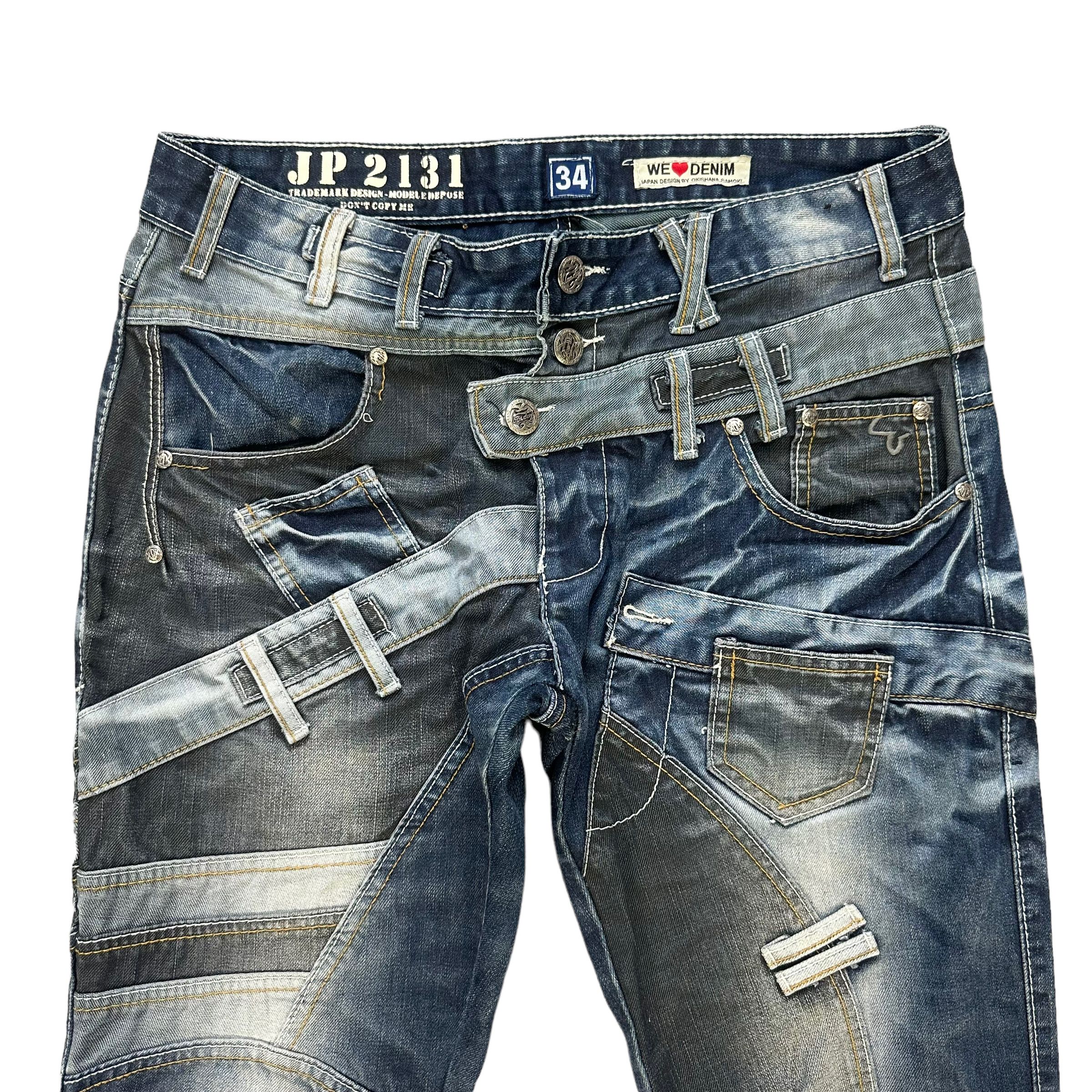 Japanese Brand JAPRAG JP 2131 CRAZY DESIGN DECONSTRUCTED DENIM #8641-018 Size US 34 / EU 50 - 2 Thumbnail