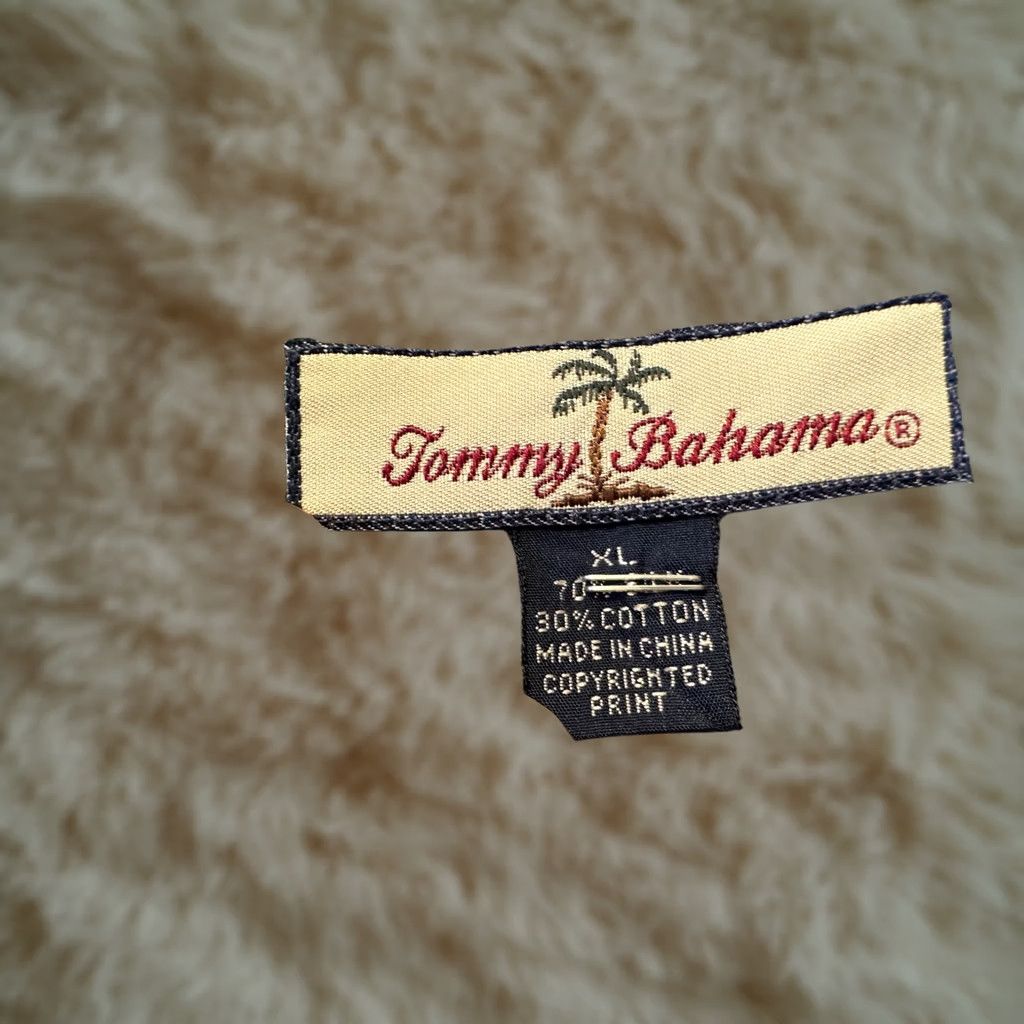 Tommy Bahama Shirt Men 1XL Blue Yellow Green Plaid Button-Up Silk Short Sleeve, Men's