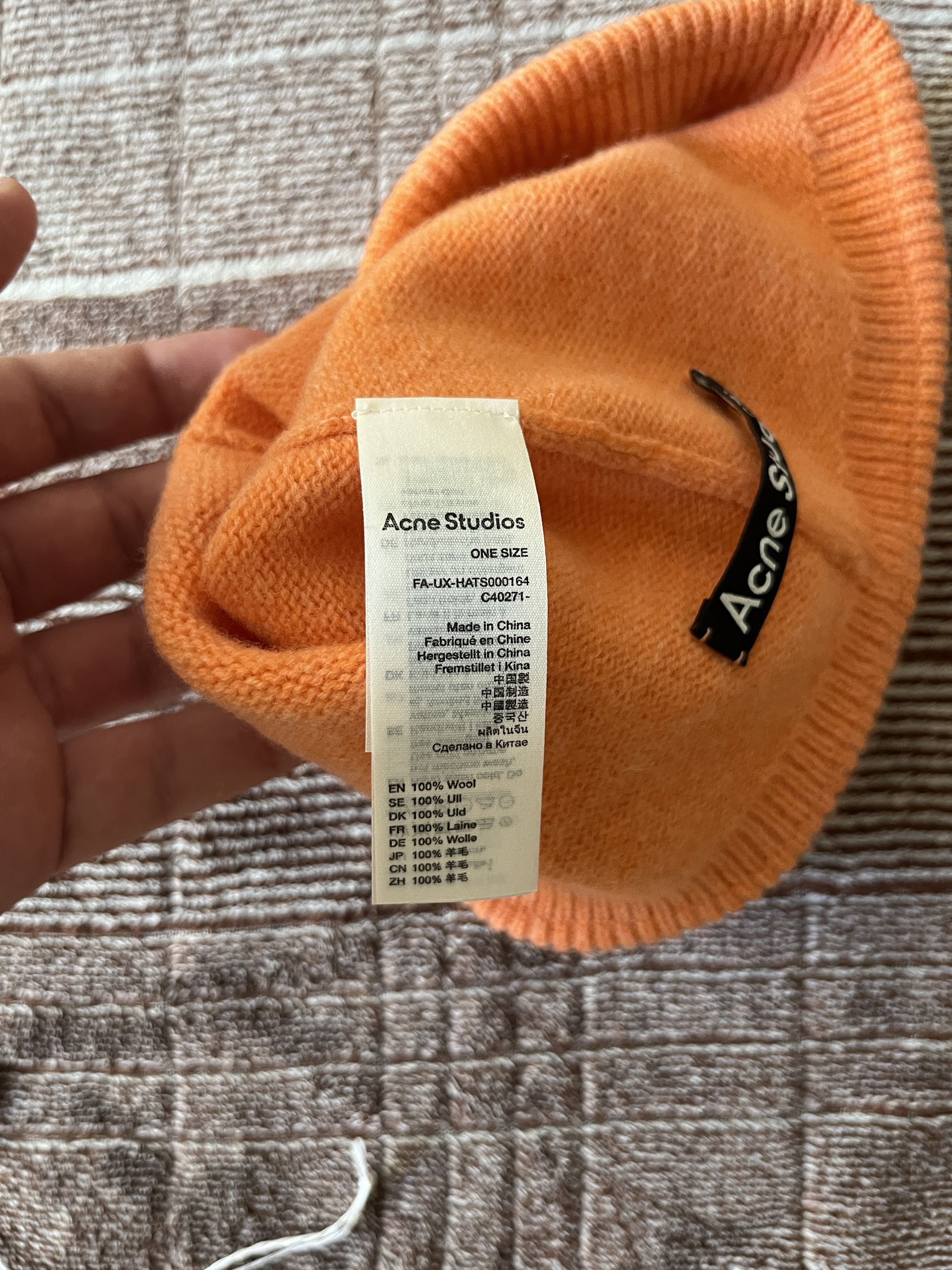 Acne Studios ACNE STUDIOS Orange Micro Patch Beanie Size ONE SIZE - 4 Thumbnail