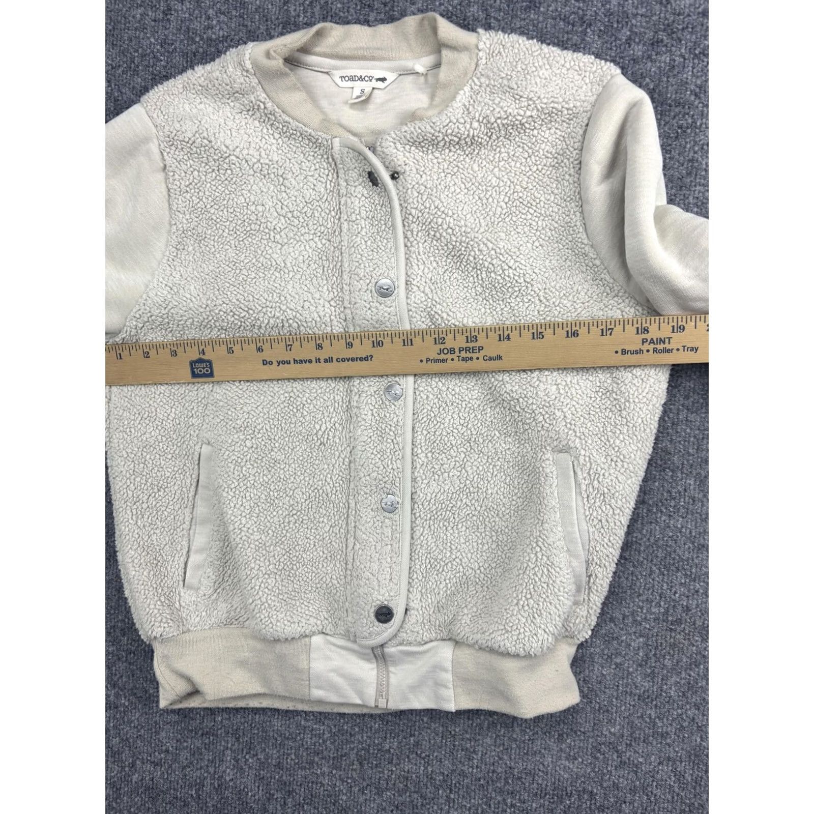 Toad&Co VINTAGE? No — Toad&Co Jacket Womens Small White Sherpa Fleece Bomber Zip Pockets Collarless Size S / US 4 / IT 40 - 5 Thumbnail