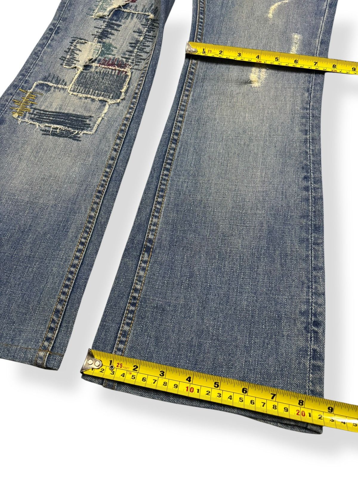Kapital Vtg Japanese Brand Ia:rl Patchwork Flare Distressed Jeans Size 30" / US 8 / IT 44 - 13 Thumbnail