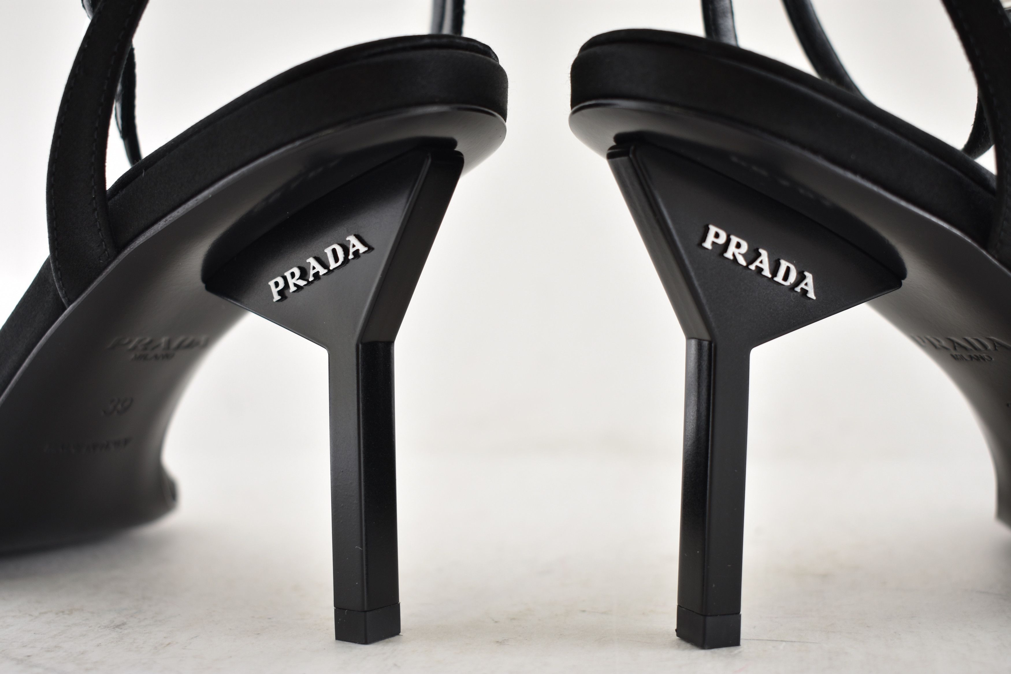 Prada Prada 85mm Satin Geometric Heel Ankle Strap Sandal Pump 39 Size US 9 / IT 39 - 20 Thumbnail