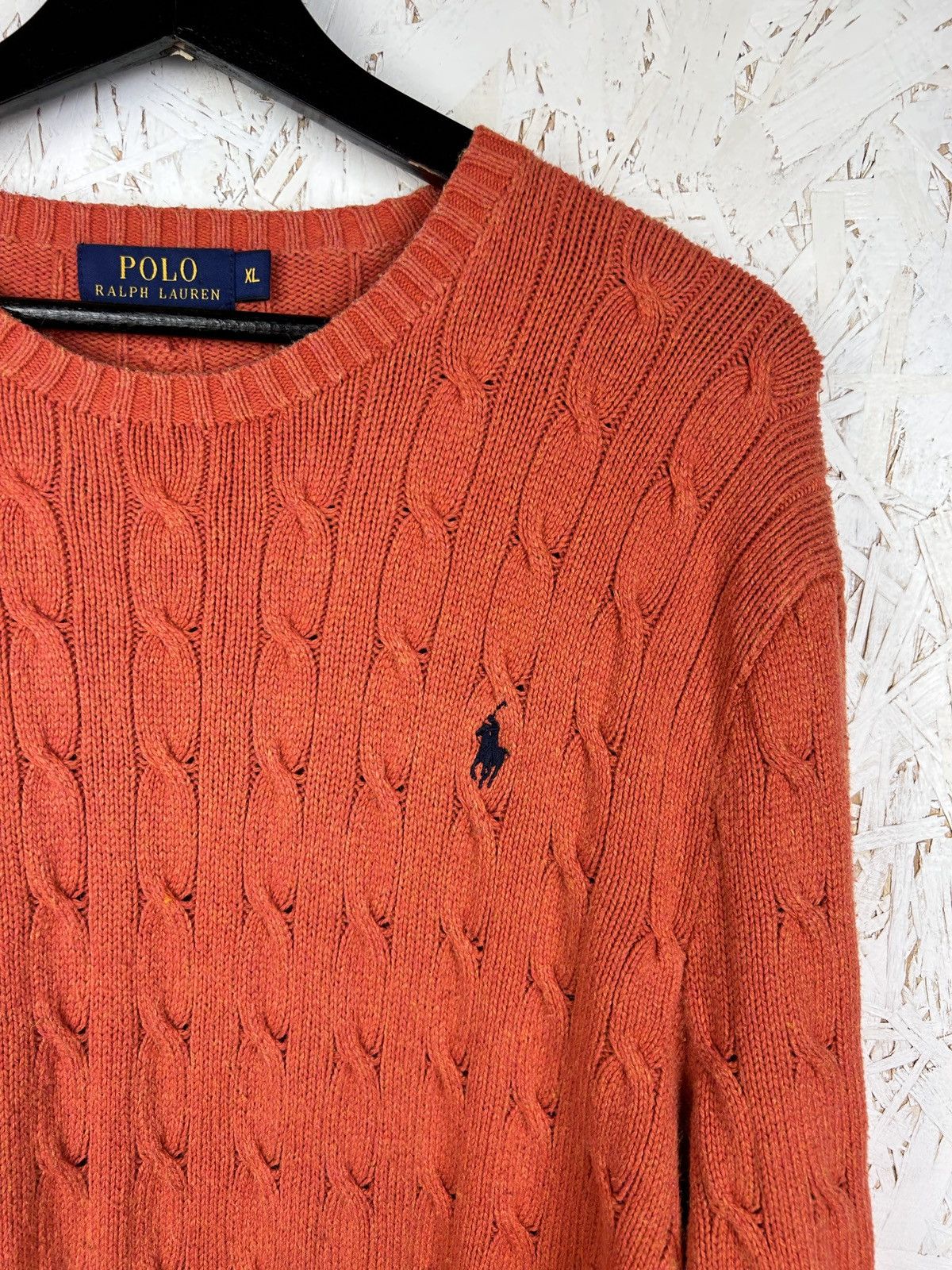 Polo Ralph Lauren Polo By Ralph Lauren 100% Silk Cable Knit Sweater In Orange Size US XL / EU 56 / 4 - 2 Thumbnail