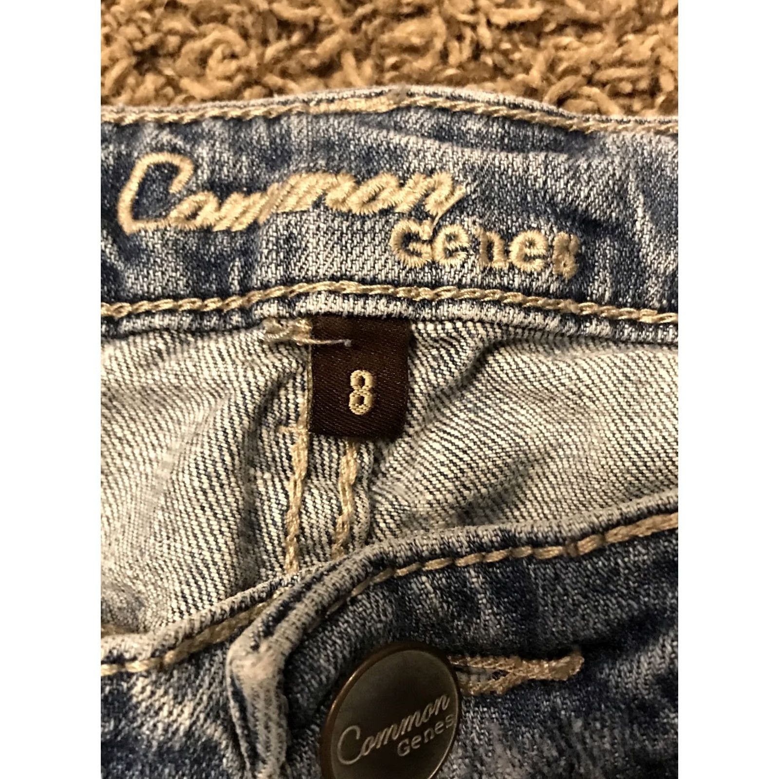 Vintage Common Genes Womens Size 8 Denim Jean Capris Capri Regular Blue Pockets Zipper Button 32 in Waist B19 Size 24" / US 00 / IT 34 - 3 Thumbnail