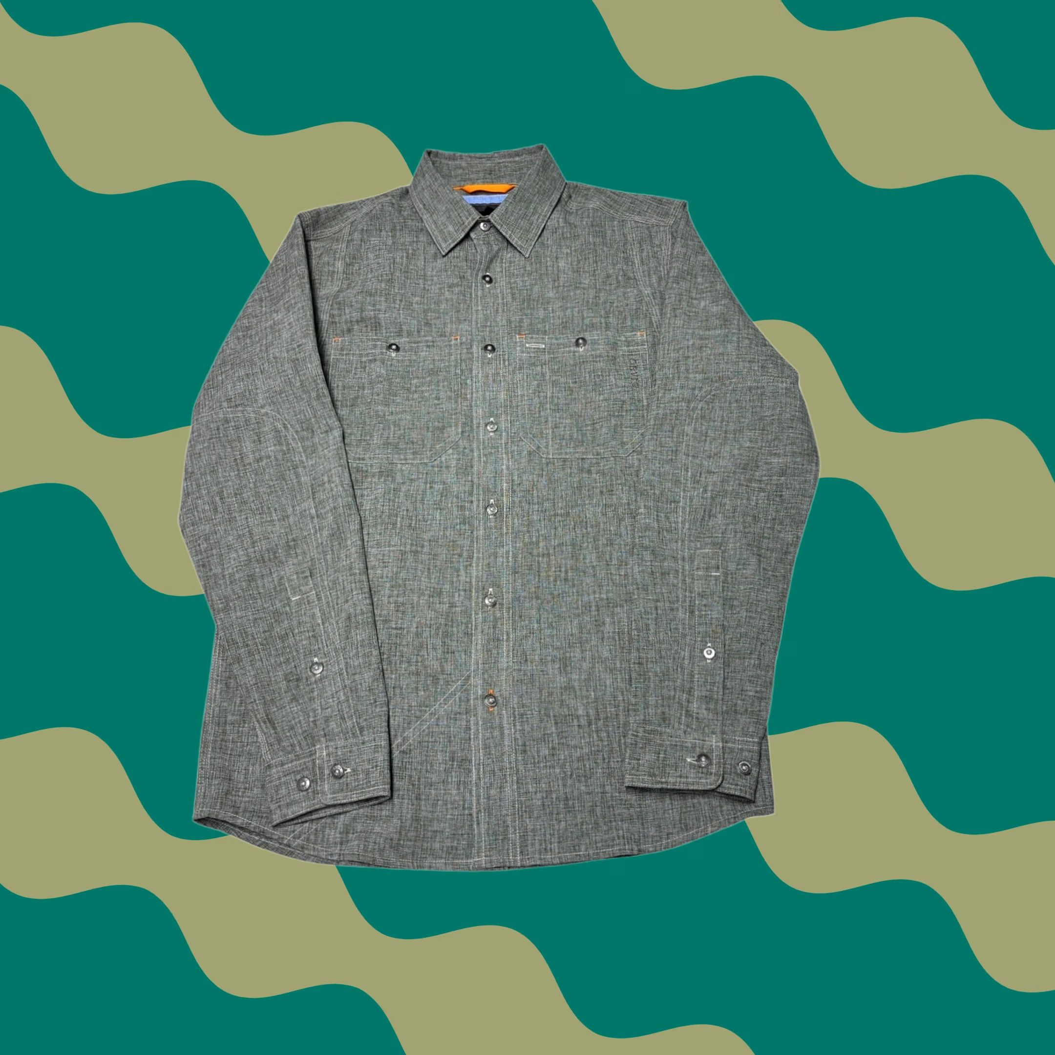 Orvis Orvis Active Fit Mens Long Sleeve Button Down Performance Shirt Heathered S Green Size US S / EU 44-46 / 1 - 1 Thumbnail