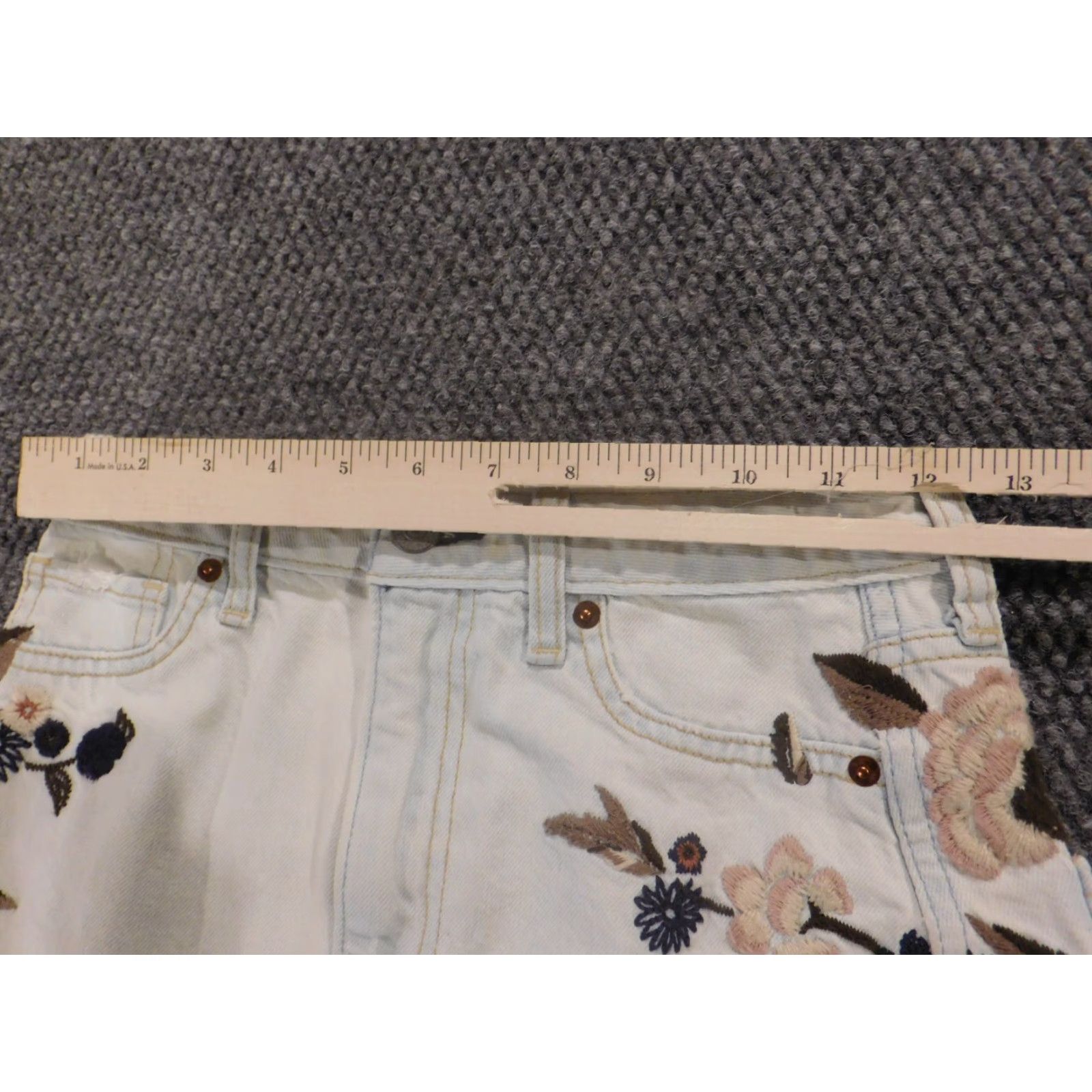 Abercrombie & Fitch Abercrombie & Fitch Womens Skirt 00 Blue Floral Denim A-Line Knee Length Cotton Zip Lined Casual Mens? Womens Size 24" / US 00 / IT 34 - 5 Thumbnail