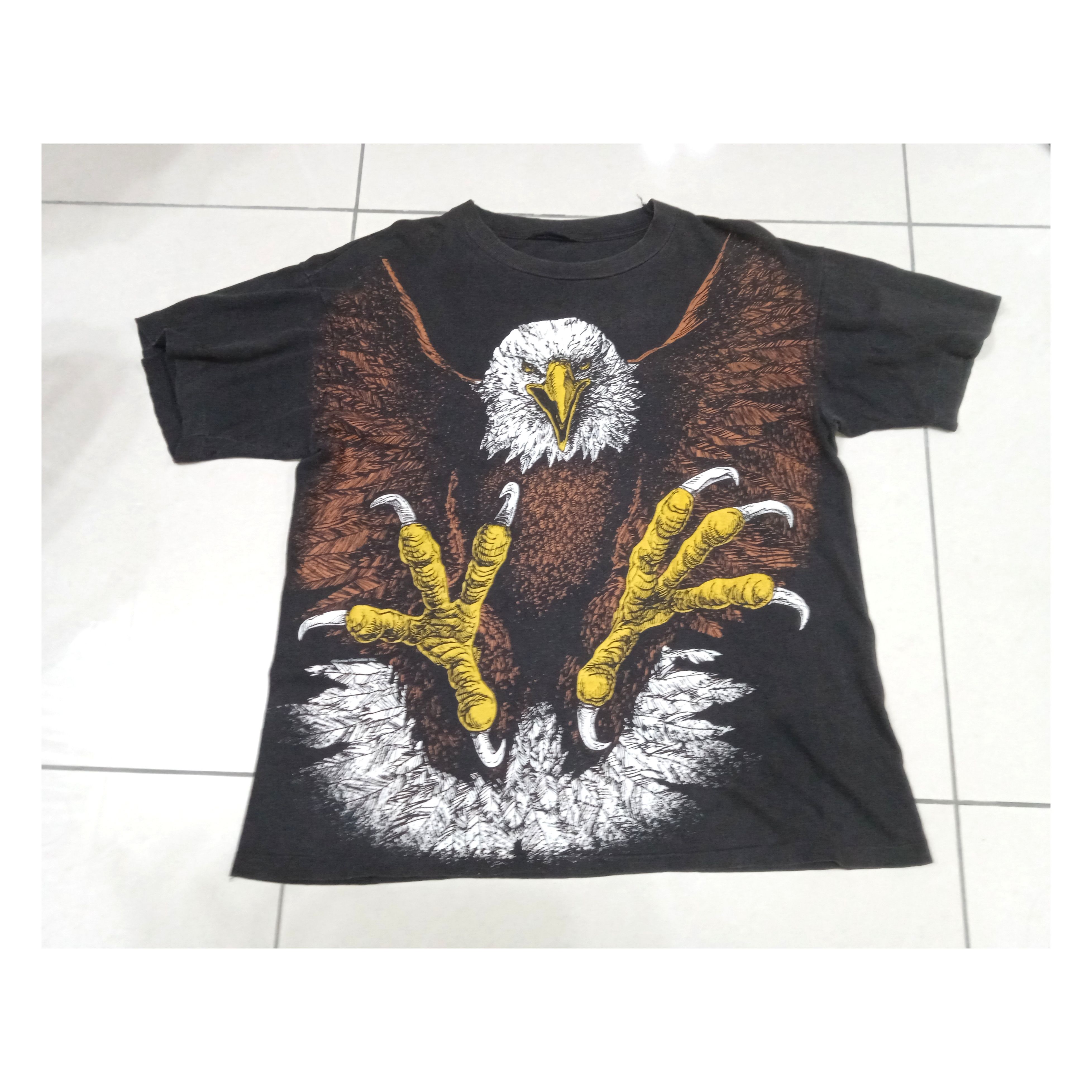 Vintage Vintage 90s Eagle AOP T Shirt Travis Scott LaFlame Size US L / EU 52-54 / 3 - 1 Thumbnail