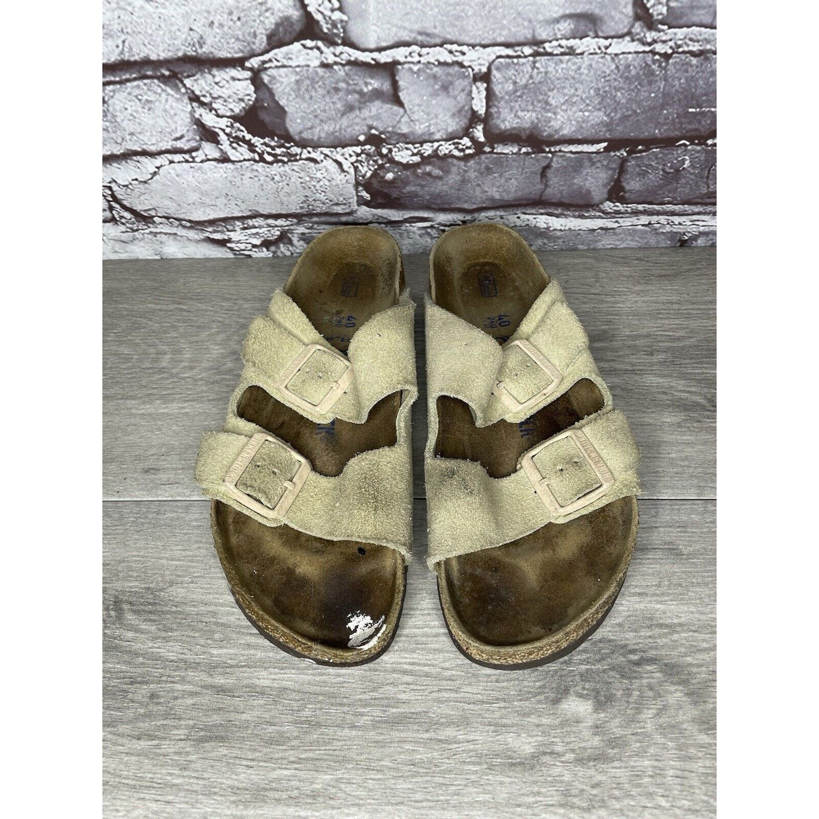 Birkenstock Birkenstock Arizona SOFT FOOTBED Beige Suede Leather Sandals Size US 10 / IT 40 - 12 Thumbnail