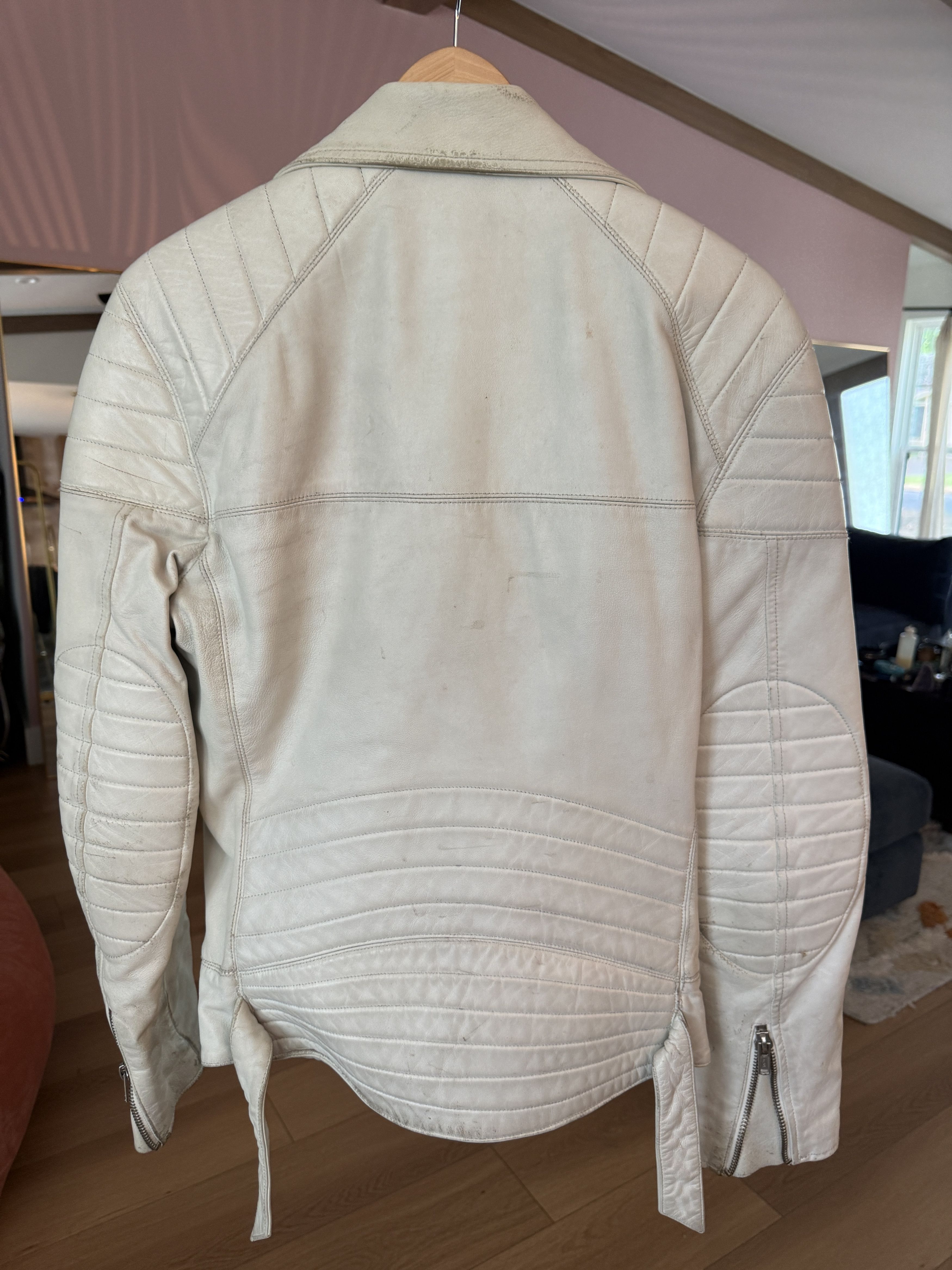 Blk Dnm BLK DNM Leather Jacket 5 Cream Vintage Lindeberg Era Moto Size US M / EU 48-50 / 2 - 2 Thumbnail