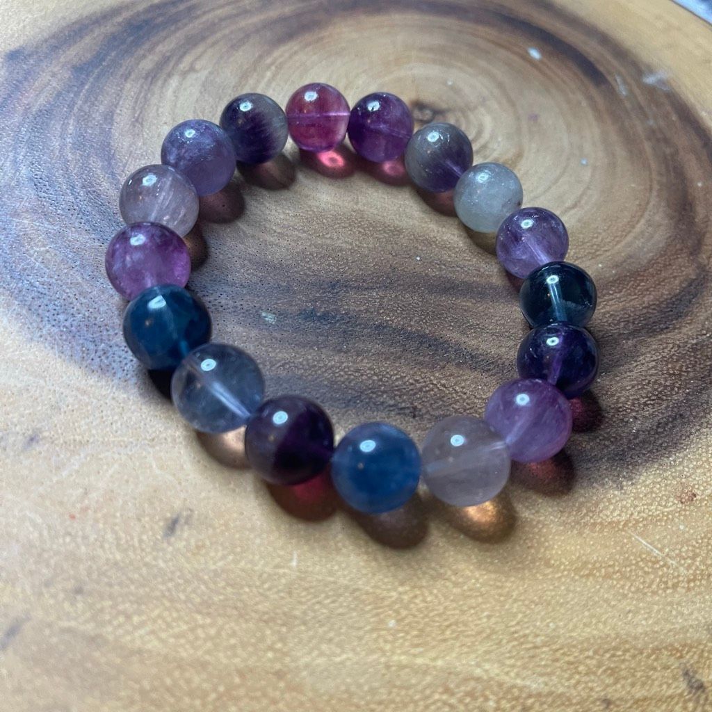 Other Fluorite bracelet striped layers rainbow colors stretch 13mm Size ONE SIZE - 3 Thumbnail