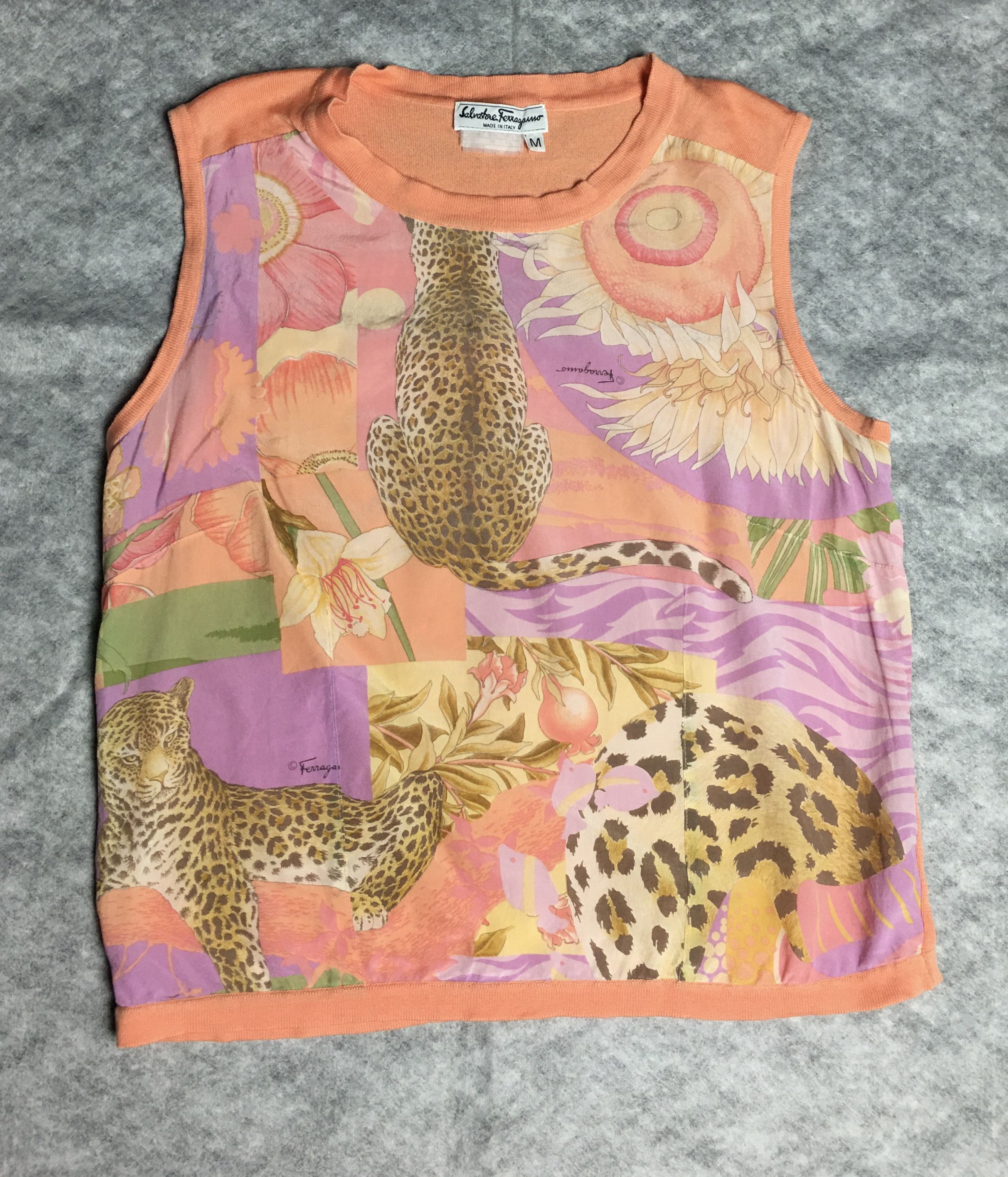 Salvatore Ferragamo Salvatore Ferragamo Silk Cotton Jungle Print Top Size M Size M / US 6-8 / IT 42-44 - 7 Thumbnail