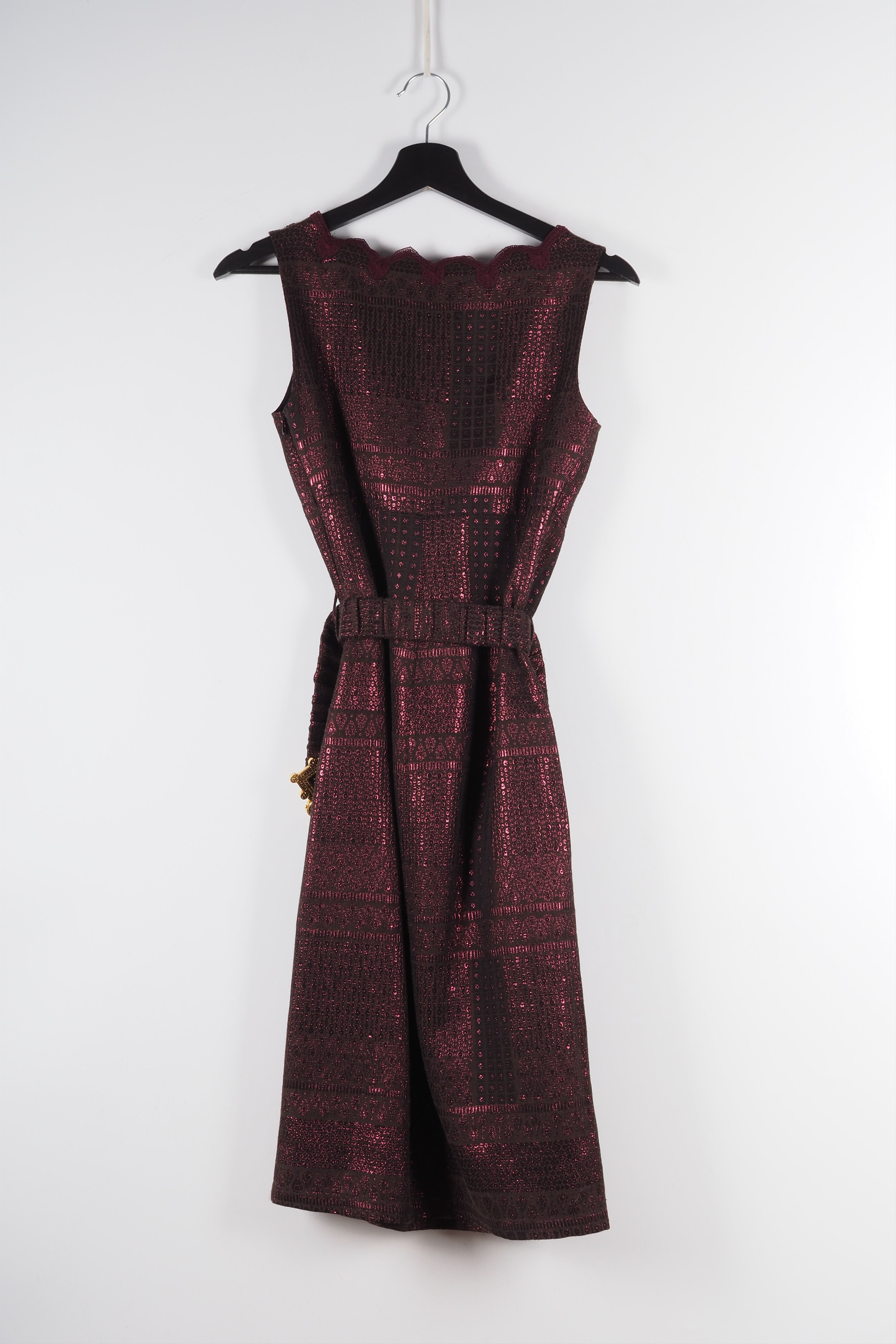 Roberto Cavalli Roberto Cavalli Class Vintage Jacquard Belted Lace Dress Size XS / US 0-2 / IT 36-38 - 3 Thumbnail
