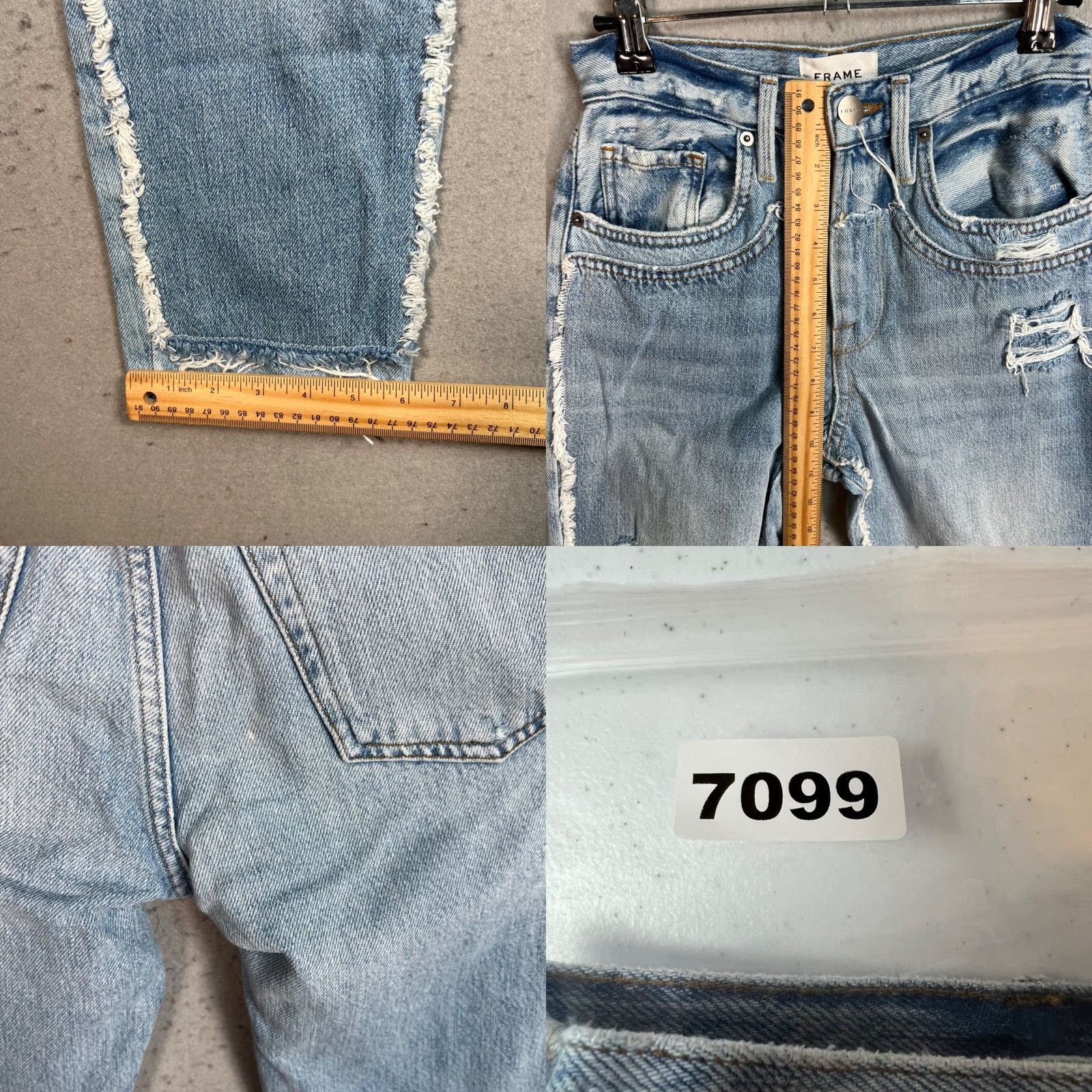 Frame VINTAGE FRAME Distressed Tapered Leg Jeans Size 24 Light Wash Denim Womens Size 42" / US 20 - 8 Thumbnail