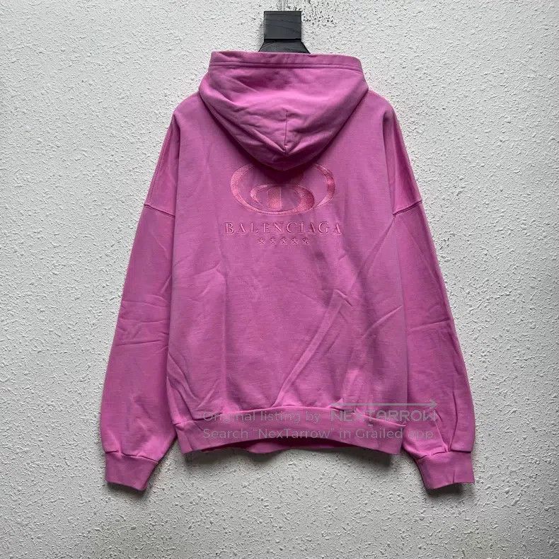 Balenciaga Balenciaga Pink Front and Back Embroidered Hoodie Sweatshi Size US M / EU 48-50 / 2 - 2 Thumbnail