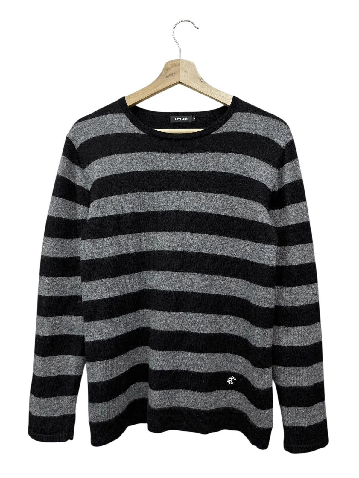 Loveless 💀Loveless Back Skull Crossbones Stripe Wool Punk Shirt Size US S / EU 44-46 / 1 - 3 Thumbnail