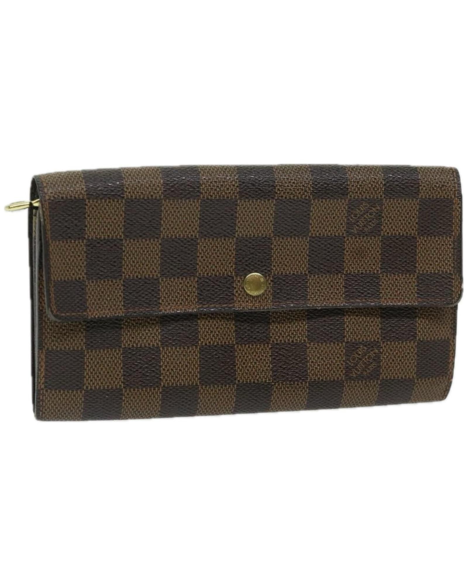 image of Louis Vuitton Stylish And Practical Damier Ebene Long Wallet With Multiple Card Slots And Coin Pock