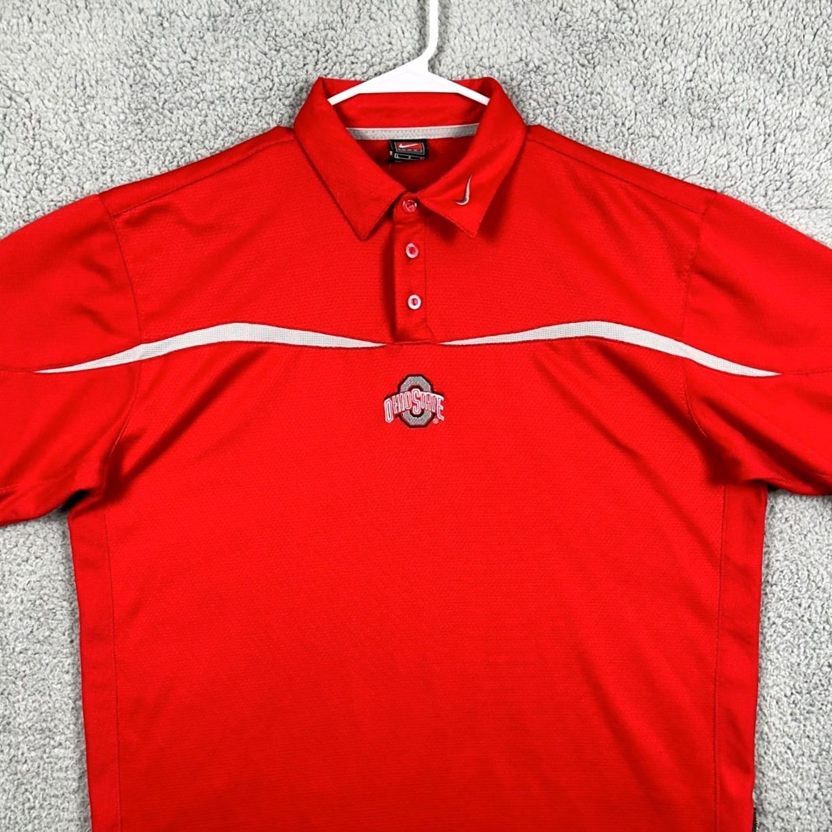 Nike VINTAGE Nike Sphere Dry Shirt Polo Mens Large Red Buckeyes Rugby Team Shirt Size US L / EU 52-54 / 3 - 2 Thumbnail