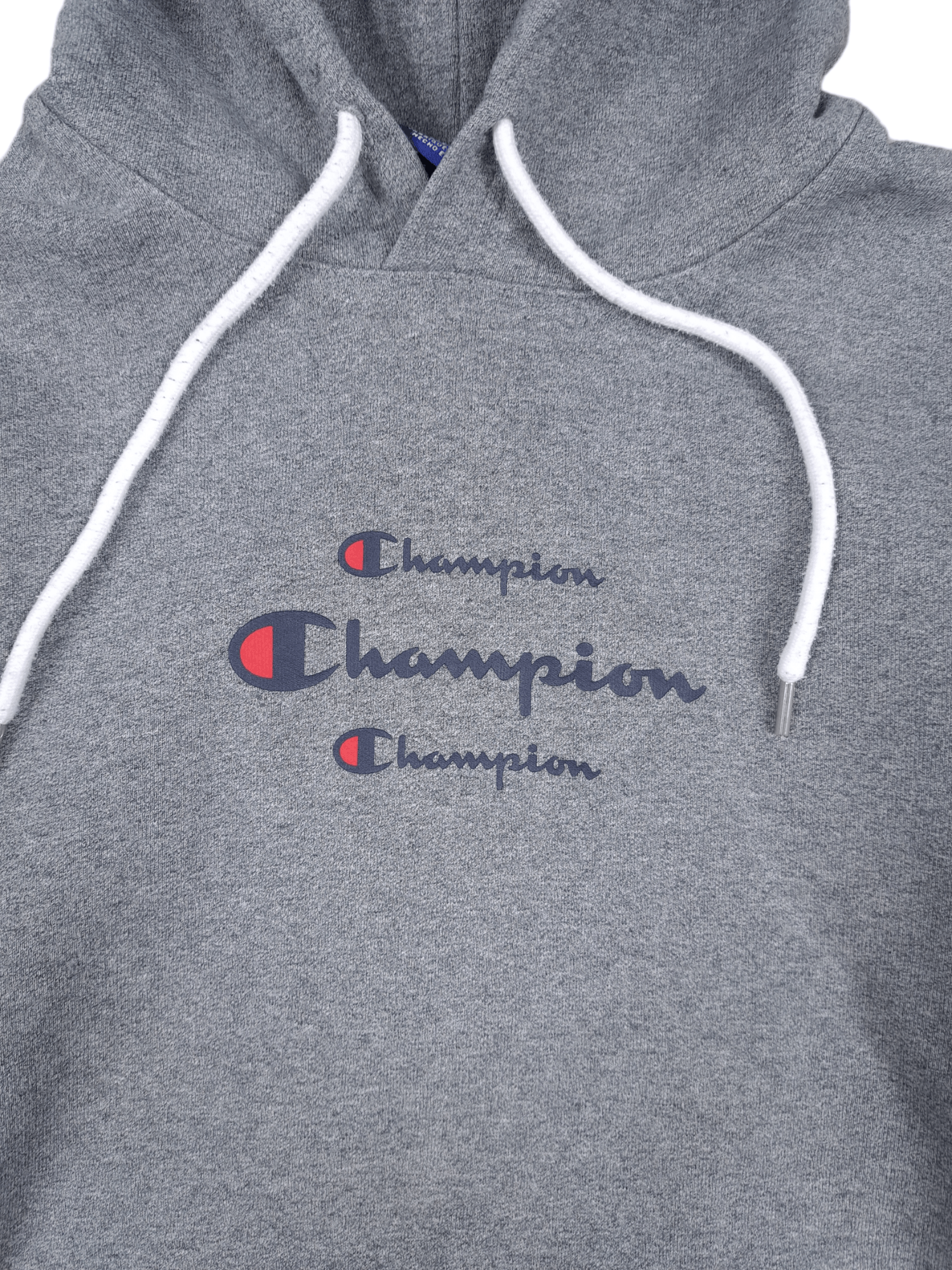Champion × Vintage 💎 Champion Spell out Multi Logo Grey Hoodie Sweatshirt Zip Size US S / EU 44-46 / 1 - 3 Thumbnail