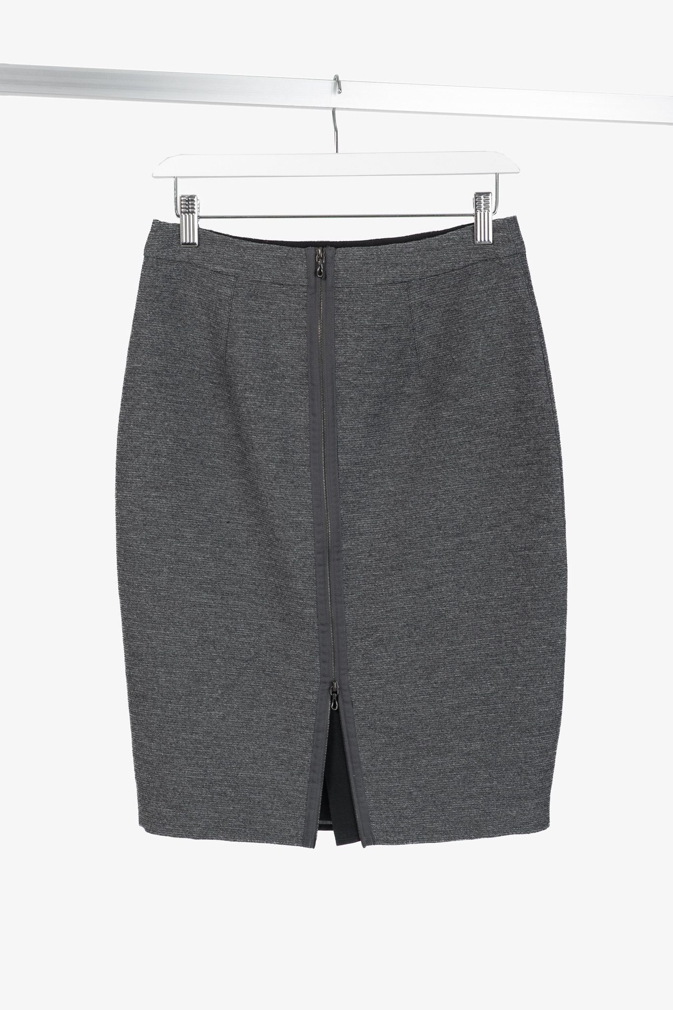 Lanvin Lanvin AW/14 Dark Grey Wool-Blend Grosgrain Pencil Skirt Size 26" / US 2 / IT 38 - 2 Thumbnail