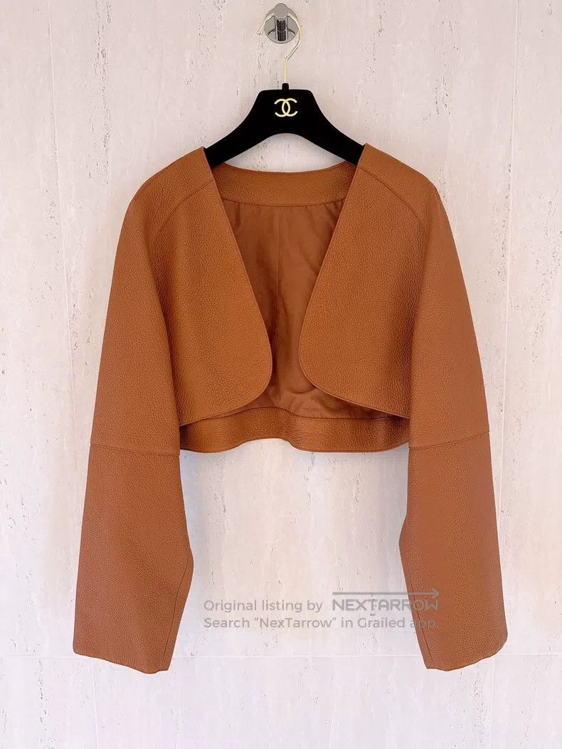 Other Hermes Gold Brown Leather Two-Piece Set Deer Skin Jacket D Size XXS / US 00 / IT 34 - 3 Thumbnail