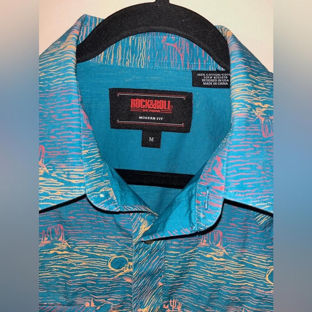 Designer Rock and Roll denim western button down shirt Medium modern Size US M / EU 48-50 / 2 - 3 Thumbnail