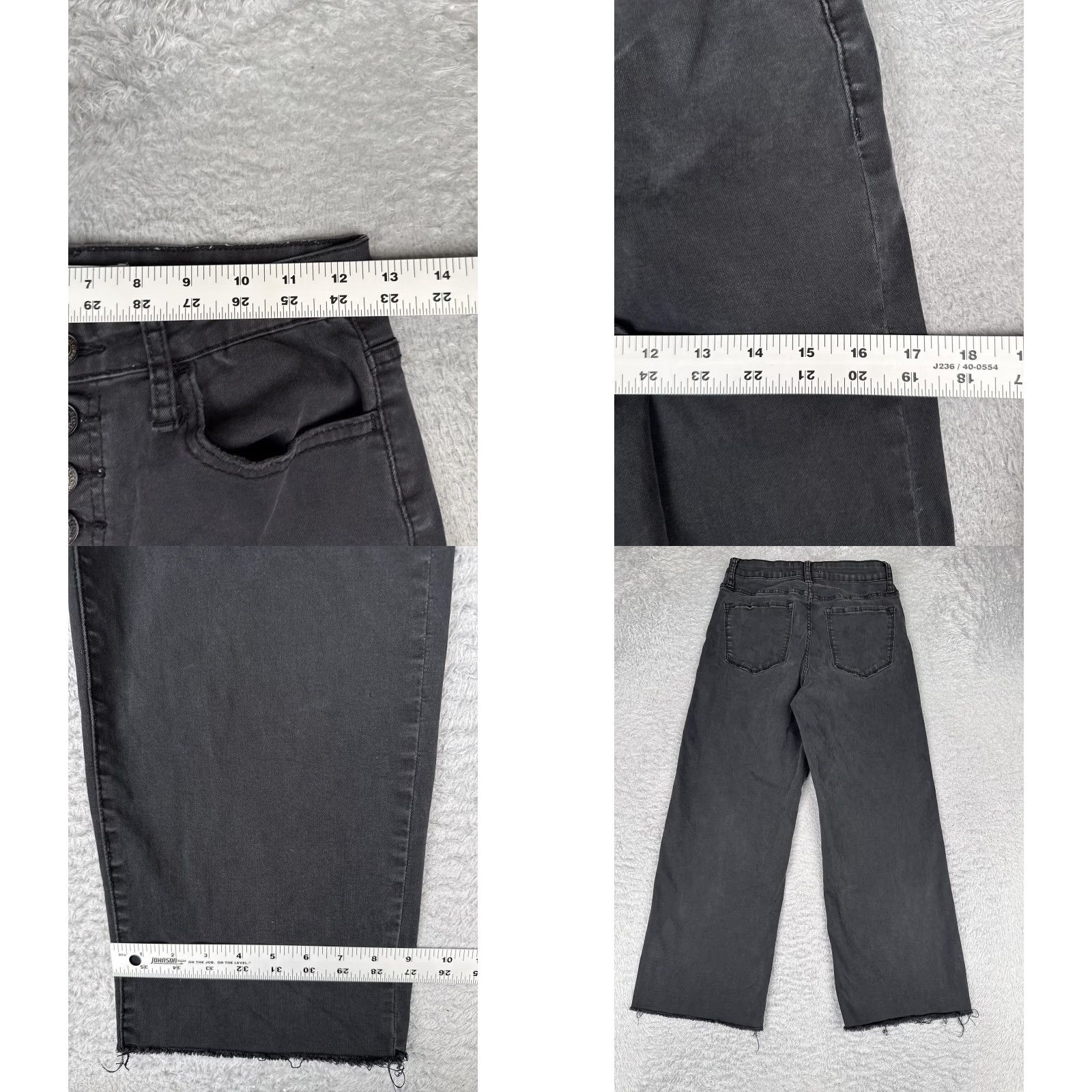 Denime VERVET Jeans Women's 28 Gray Charcoal Wash Mid Rise Wide-Leg Crop 28x25 Denim Size 28" / US 6 / IT 42 - 9 Thumbnail